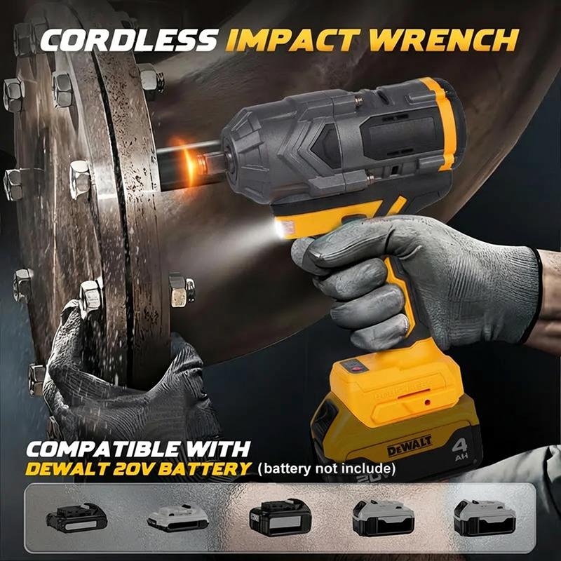 Cordless Impact Wrench 950 ft-lbs, 1/2-inch Brushless Electric High Torque Wrench for Auto Repair and Construction, Compatible with Dewalt 20V Battery