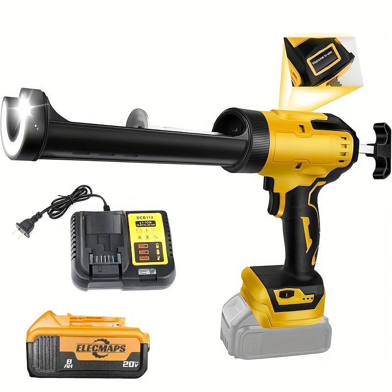 Cordless Caulking Gun Kit for DEWALT 20V Battery 4 Speed Adjustable Heavy Duty Electric Sealant Gun with LED Light Battery and Charger for DIY Crafts and Home Repairs