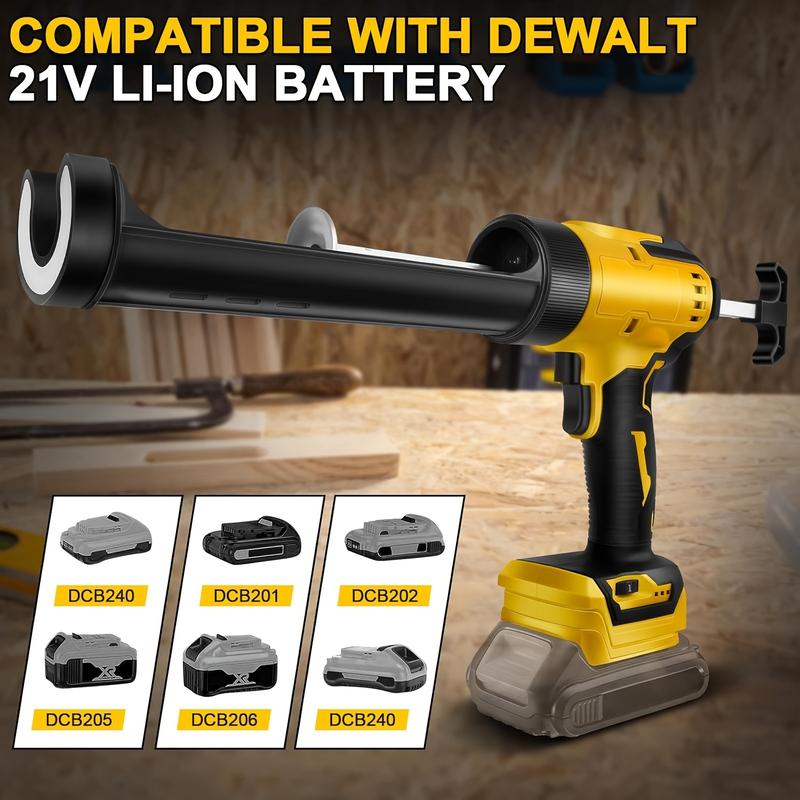 Cordless Caulking Gun Kit for DEWALT 20V Battery 4 Speed Adjustable Heavy Duty Electric Sealant Gun with LED Light Battery and Charger for DIY Crafts and Home Repairs