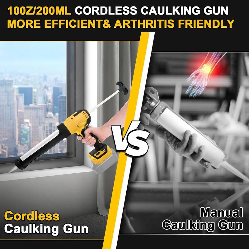 Cordless Caulking Gun Kit for DEWALT 20V Battery 4 Speed Adjustable Heavy Duty Electric Sealant Gun with LED Light Battery and Charger for DIY Crafts and Home Repairs