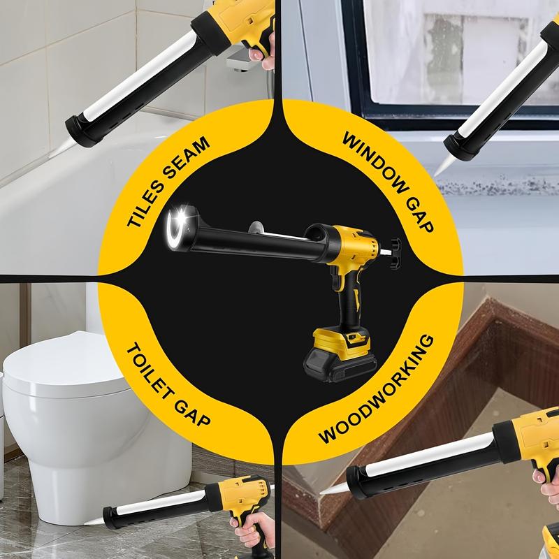 Cordless Caulking Gun Kit for DEWALT 20V Battery 4 Speed Adjustable Heavy Duty Electric Sealant Gun with LED Light Battery and Charger for DIY Crafts and Home Repairs