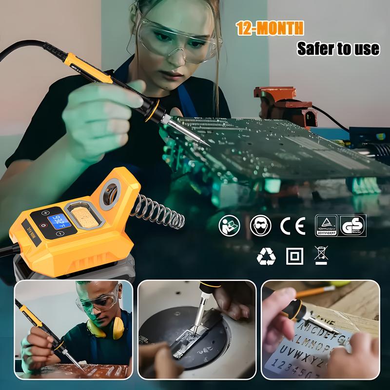 Portable Cordless Soldering Pen – Fits DEWALT 20V Battery, Heats Up Fast, LCD Display, Includes 6 Tips | Perfect for DIY & Electronics Repair