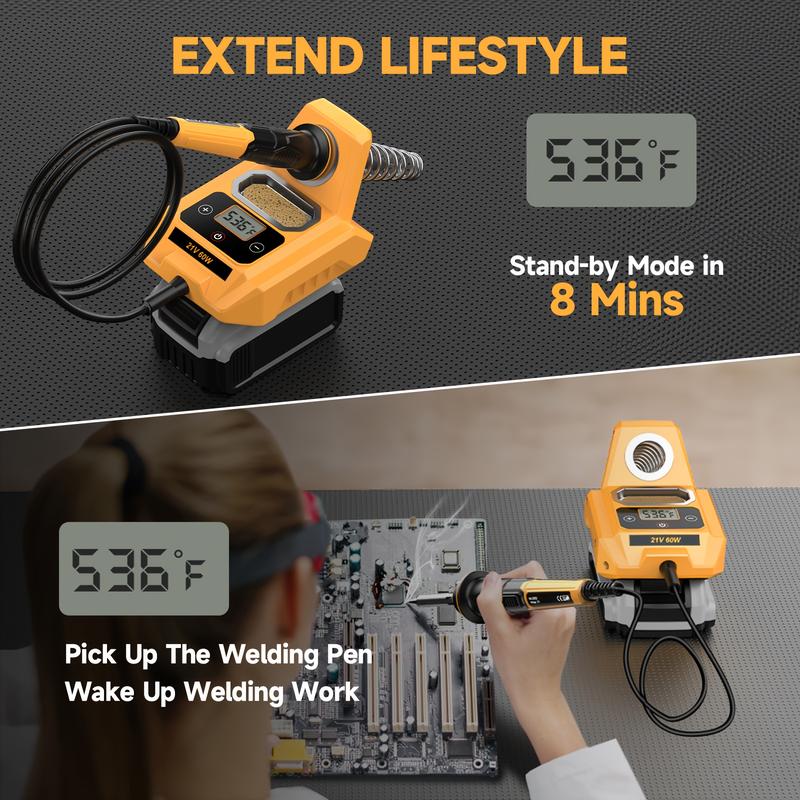 Portable Cordless Soldering Pen – Fits DEWALT 20V Battery, Heats Up Fast, LCD Display, Includes 6 Tips | Perfect for DIY & Electronics Repair