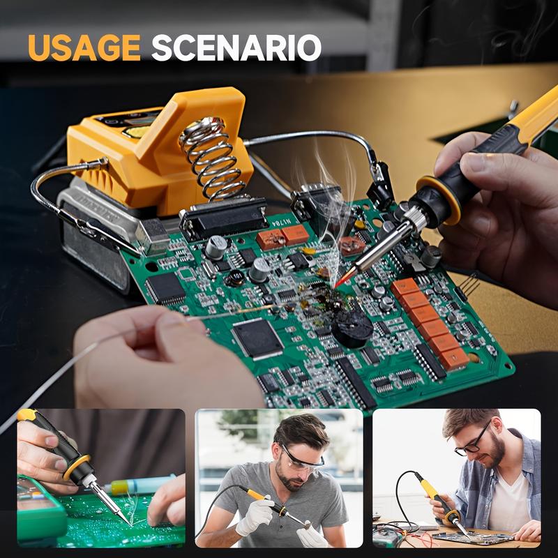 Portable Cordless Soldering Pen – Fits DEWALT 20V Battery, Heats Up Fast, LCD Display, Includes 6 Tips | Perfect for DIY & Electronics Repair