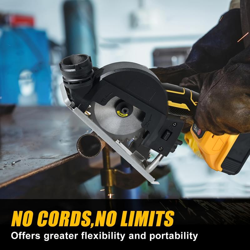 4-inch Brushless Compact Circular Saw, Suitable for 20V Battery, Adjustable Protection Angle, 4 Adjustable Gears, 20000RPM/min, Suitable for Home Decoration, Board, Stone, Tile Cutting