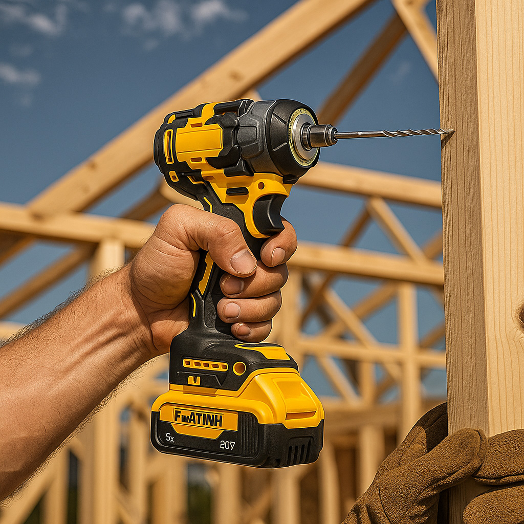 3-in-1 Cordless Impact Wrench – Compatible with Dewalt 20V Batteries | 450N High Torque Brushless Power Tool for Car Repair, DIY & Construction | Yellow & Black Design