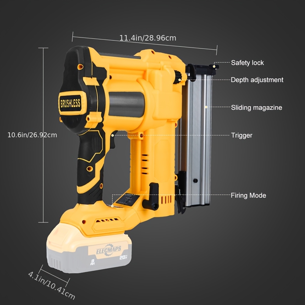 Powerful cordless electric nail gun, air pump heavy-duty nail gun, brushless electric nail gun, 2-in-1 electric nail gun, dual mode, tool only, suitable for home renovation and woodworking.