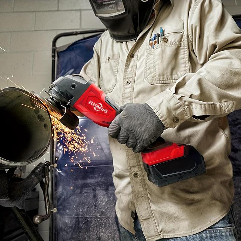 4-1/2" Angle Grinder – Wireless, Compatible Metal Cutting,Anti-Rust Removable Guard – Stainless Steel/Rubber Grip