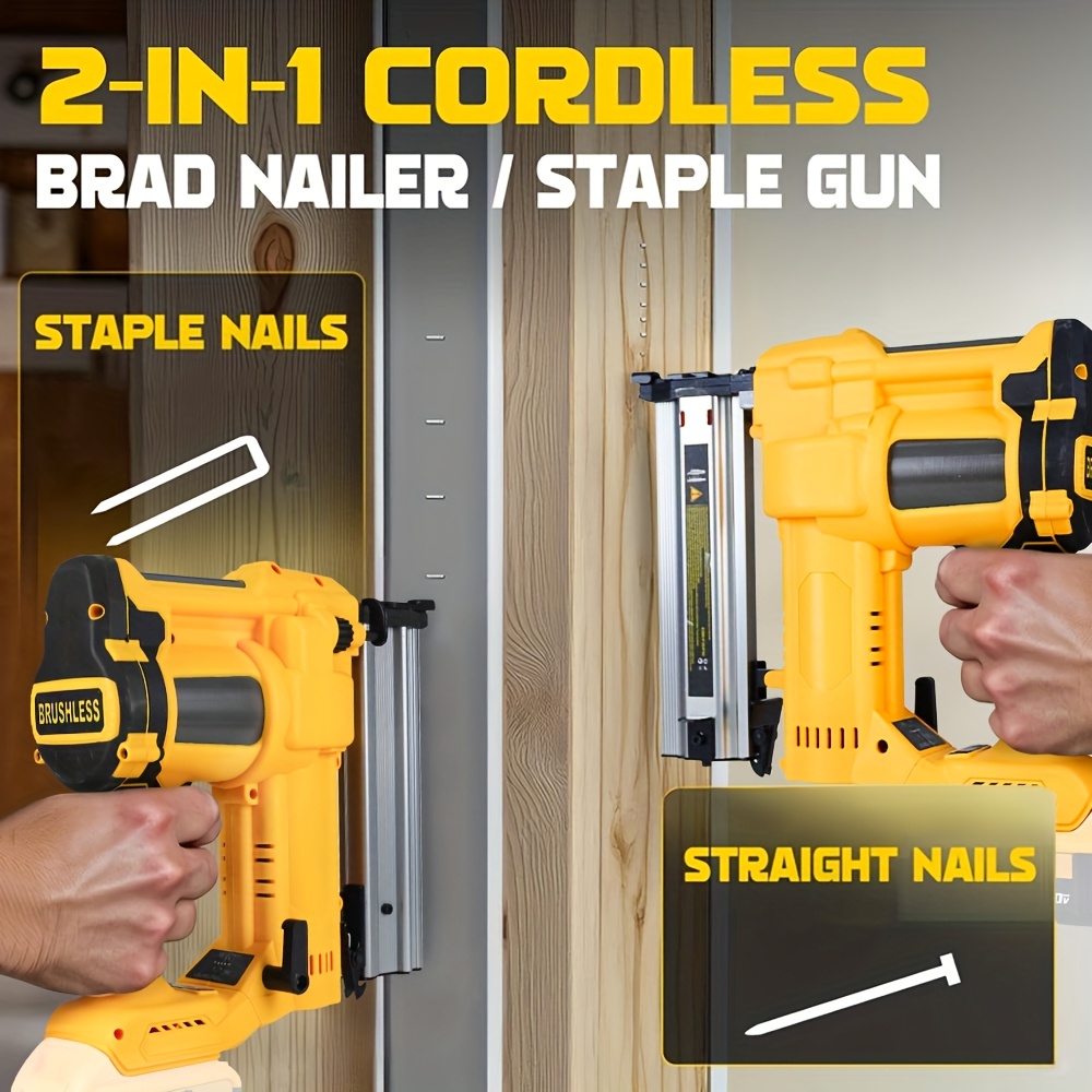 Powerful cordless electric nail gun, air pump heavy-duty nail gun, brushless electric nail gun, 2-in-1 electric nail gun, dual mode, tool only, suitable for home renovation and woodworking.
