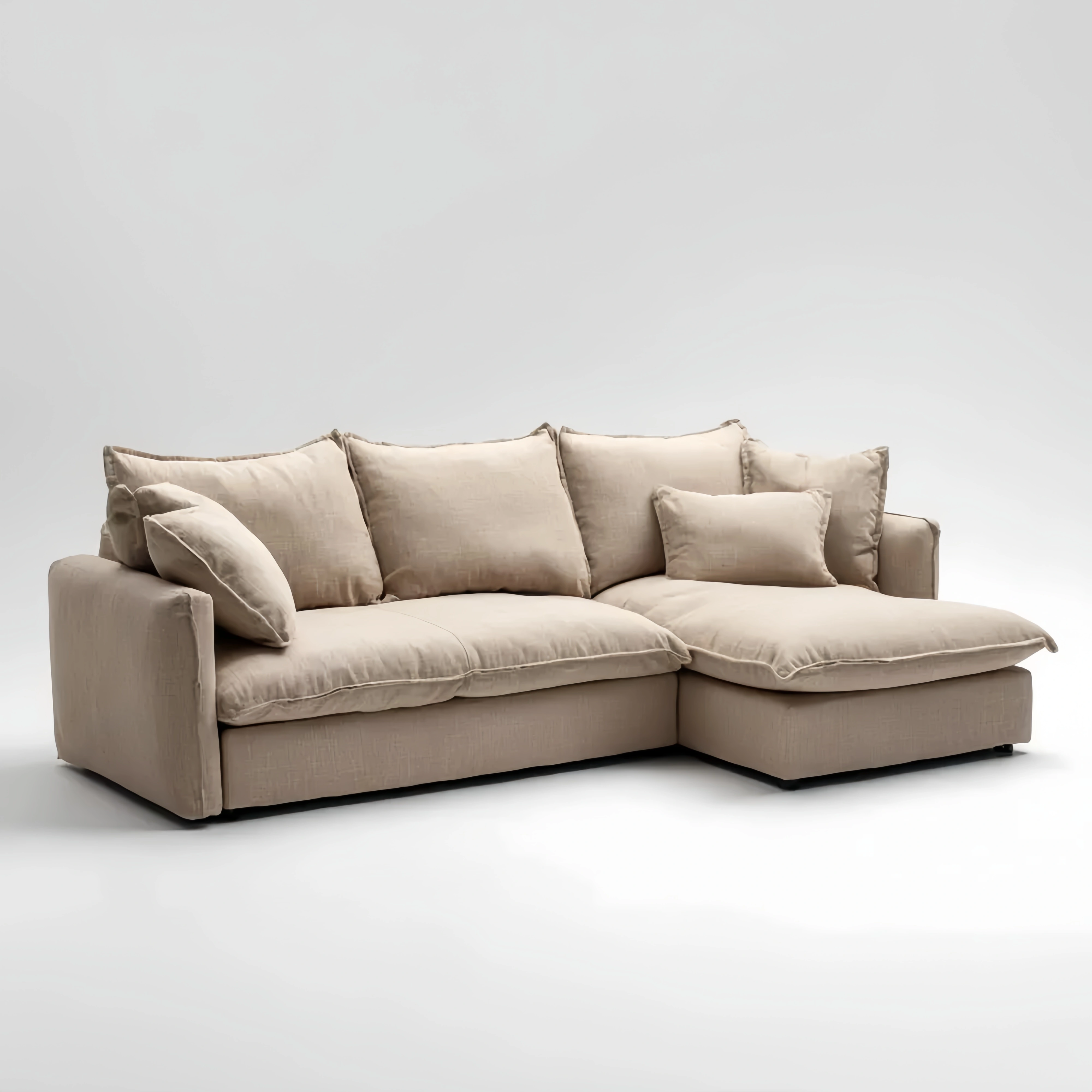 Ecksofa Stoffpolsterung 245x150x45 cm – Beige – Modernes Design
