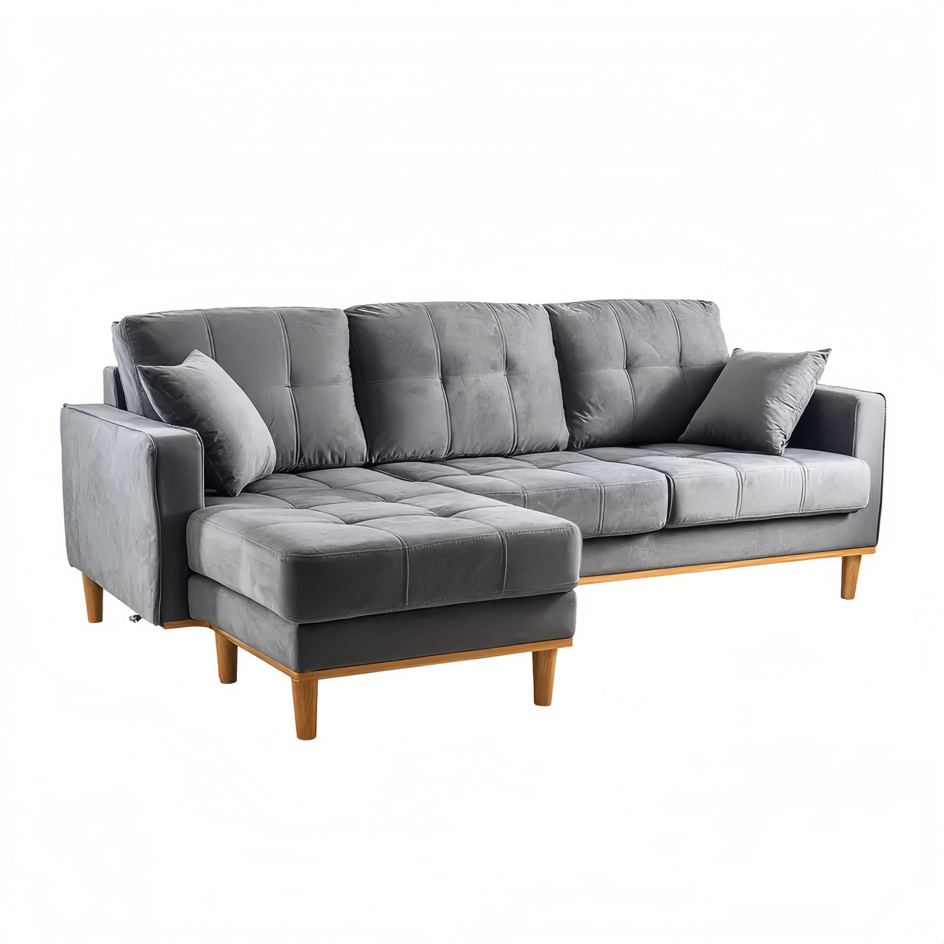 Ecksofa Stoffpolster 200x140x45 cm - Dunkelgrau - Modernes Design