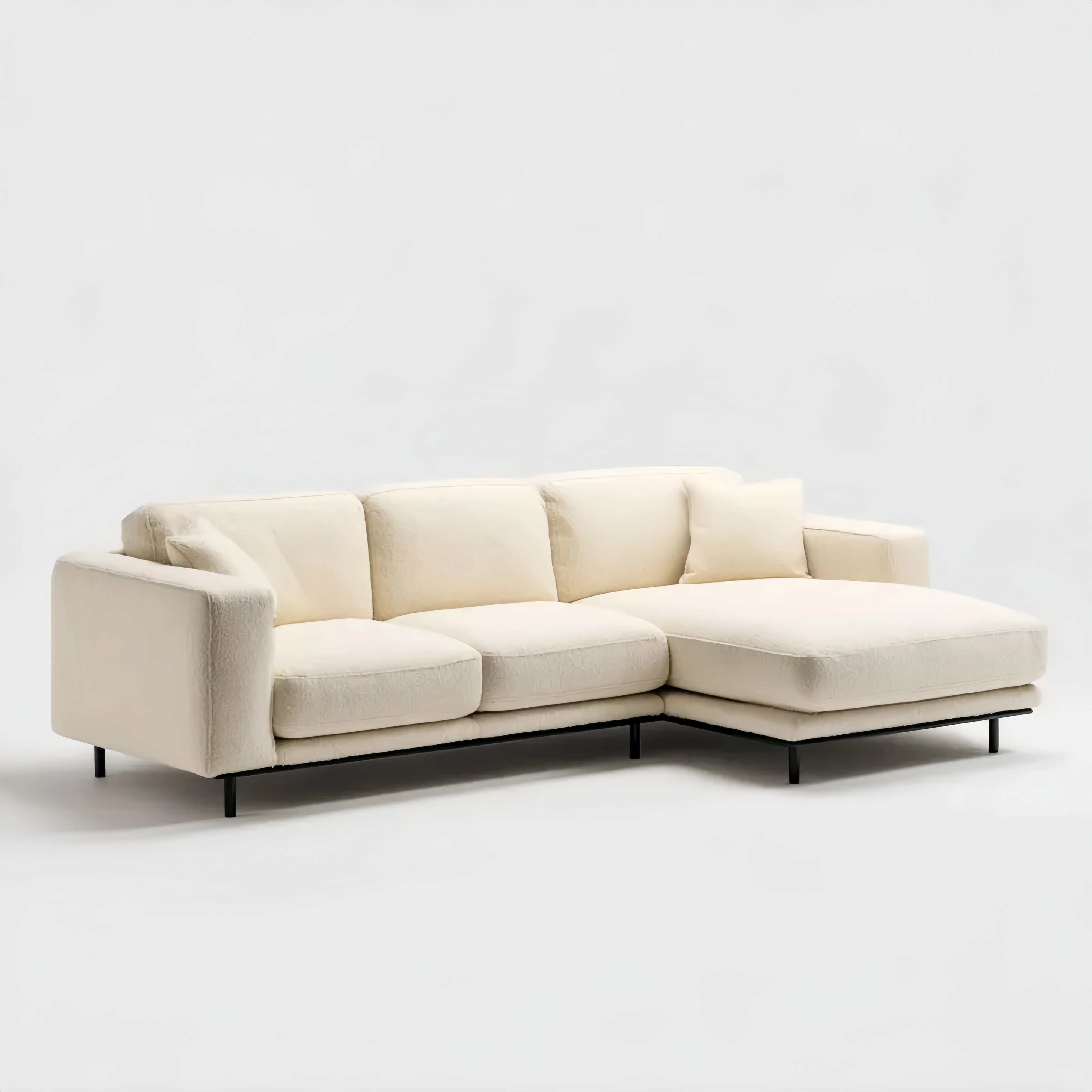 Ecksofa Stoff 250x150x80 cm - Creme - Zeitgenössisches Design