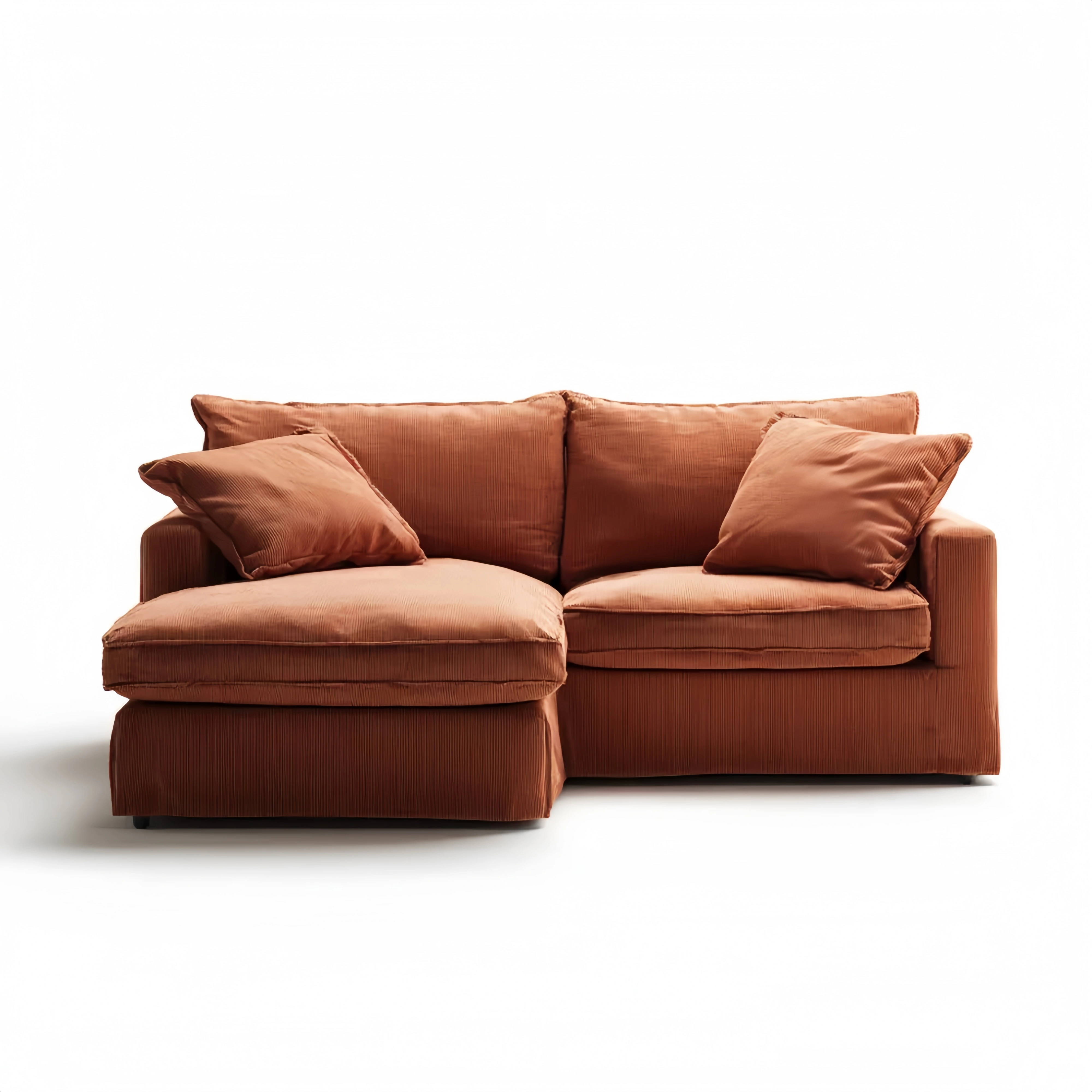 Ecksofa Cordstoff 200x140x80 cm – Rostfarben – Modernes Design