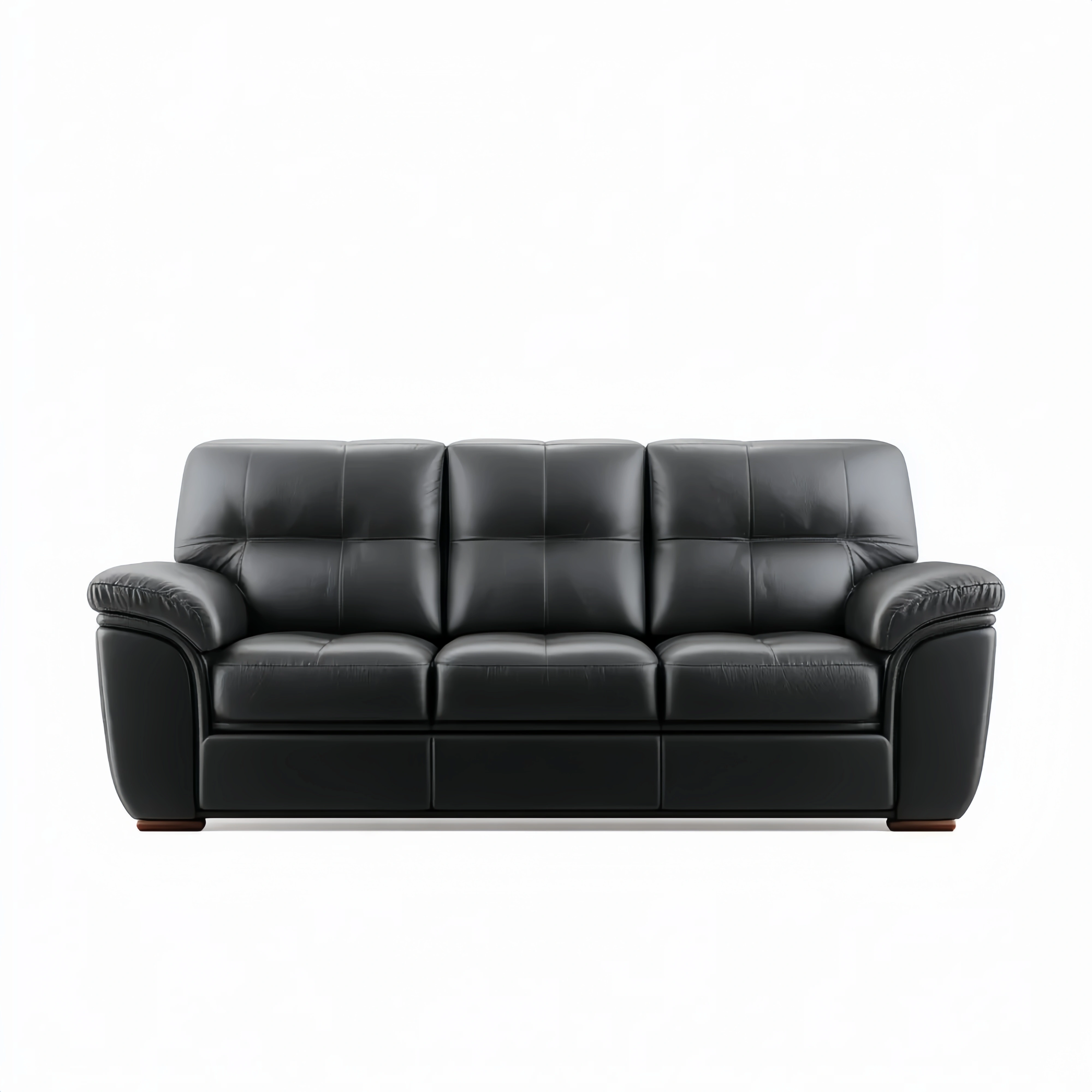 Ledersofa 3-Sitzer 200x90x85 cm – Schwarz – Klassisches Design