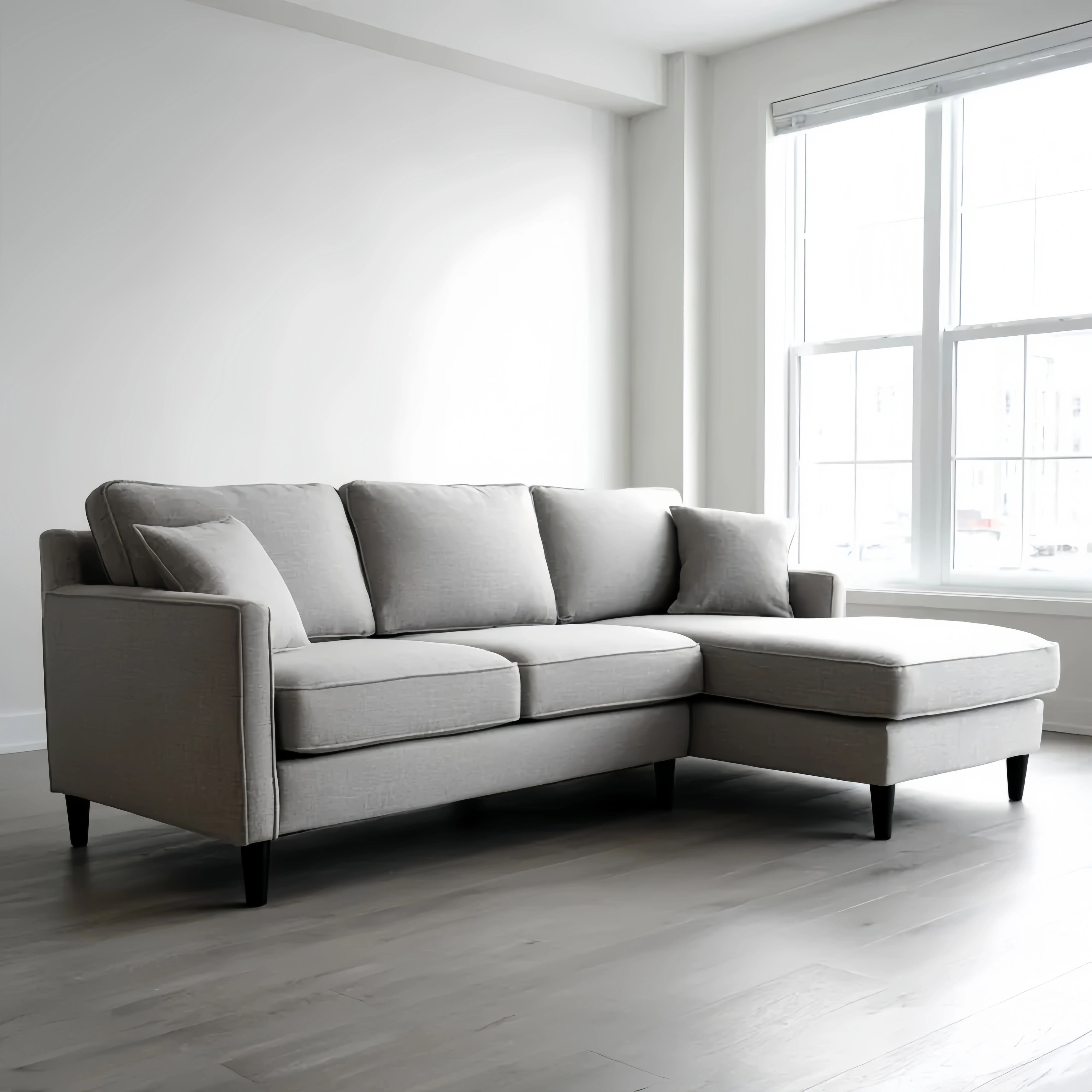 Ecksofa Stoff 250x150x85 cm - Hellgrau - Modernes Design