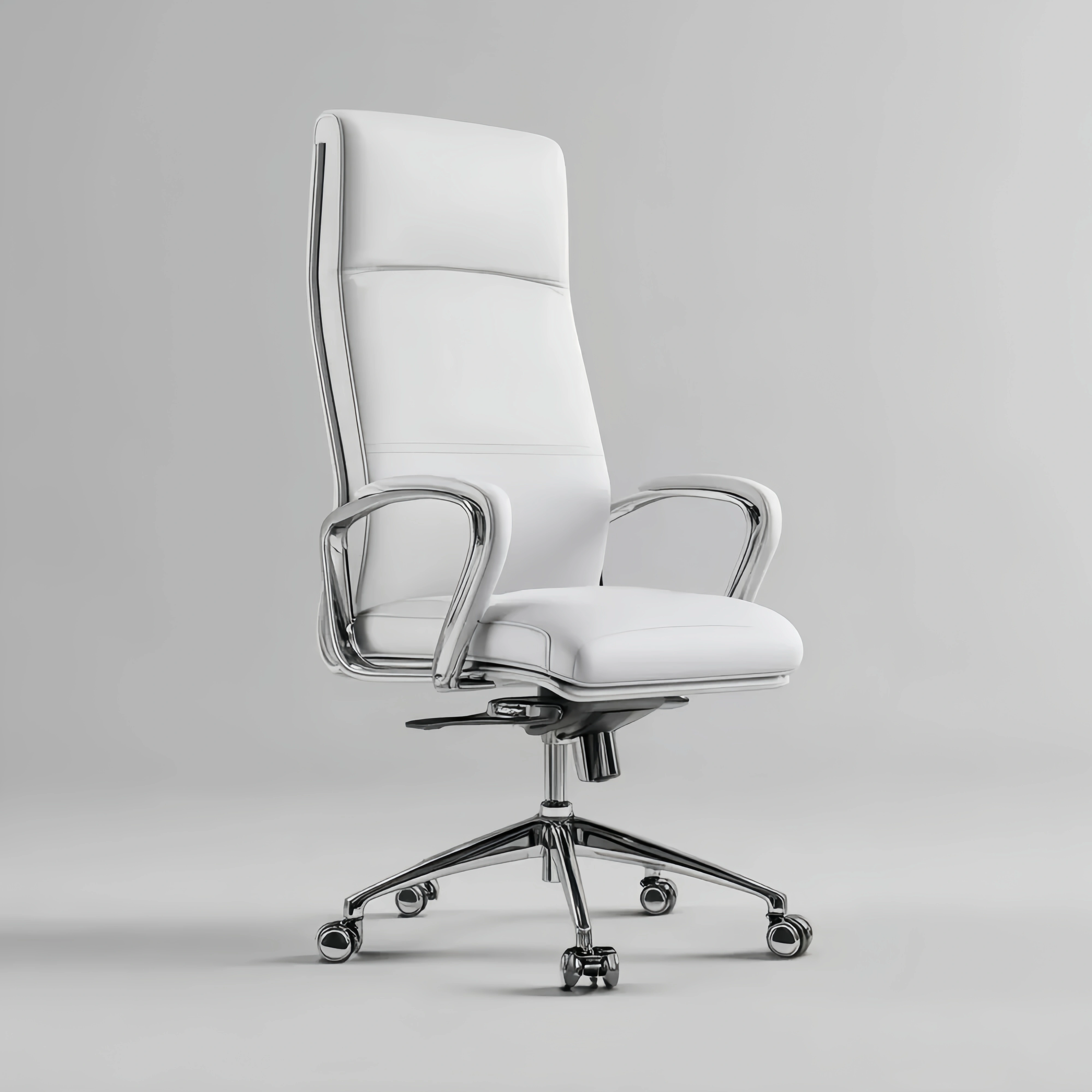 Ergonomischer Bürostuhl 50x50x120 cm Kunstleder Weiß - Verstellbar mit Rollen