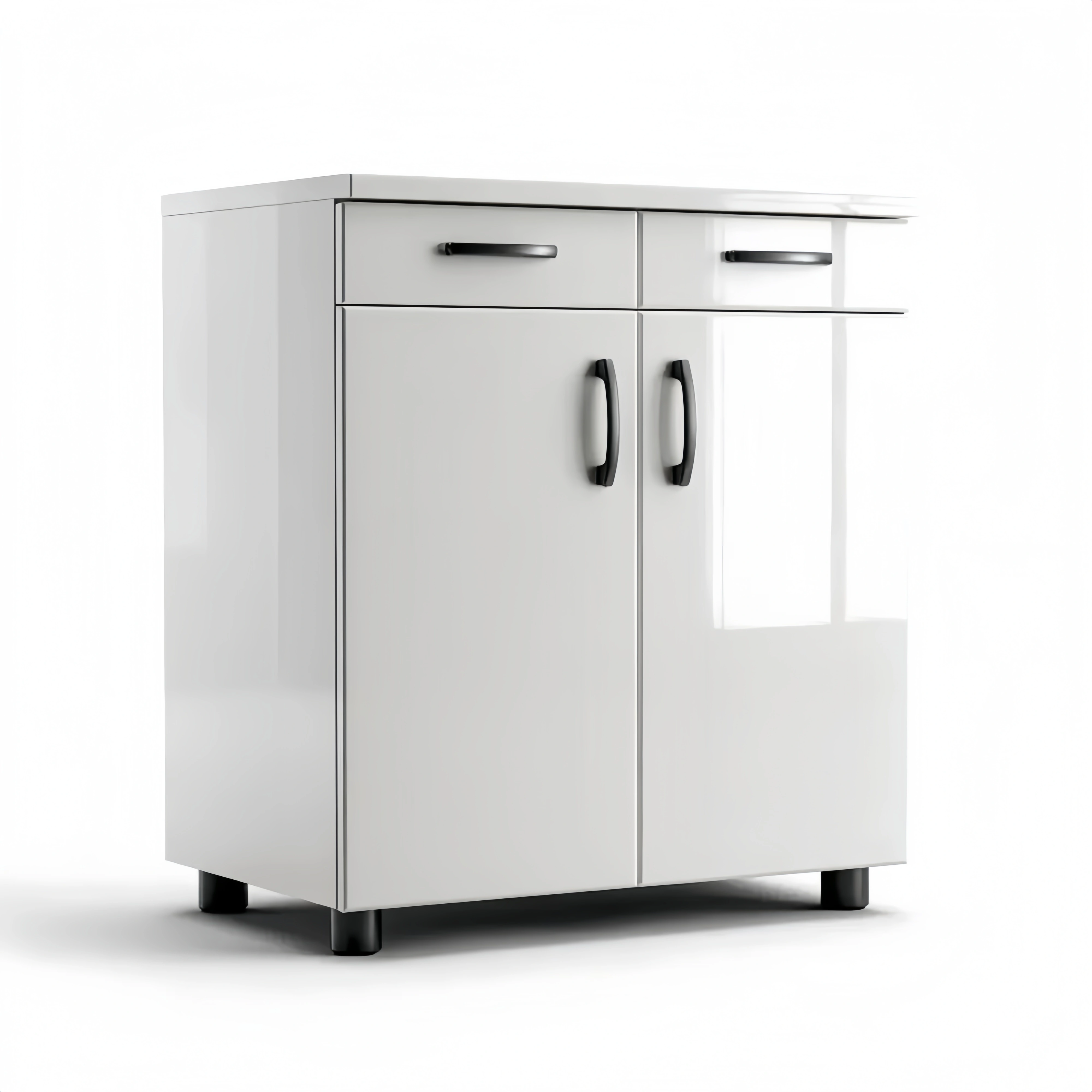 Aufbewahrungsschrank Hochglanz Weiß mit Schubladen 80x35x90 cm – Modernes Design