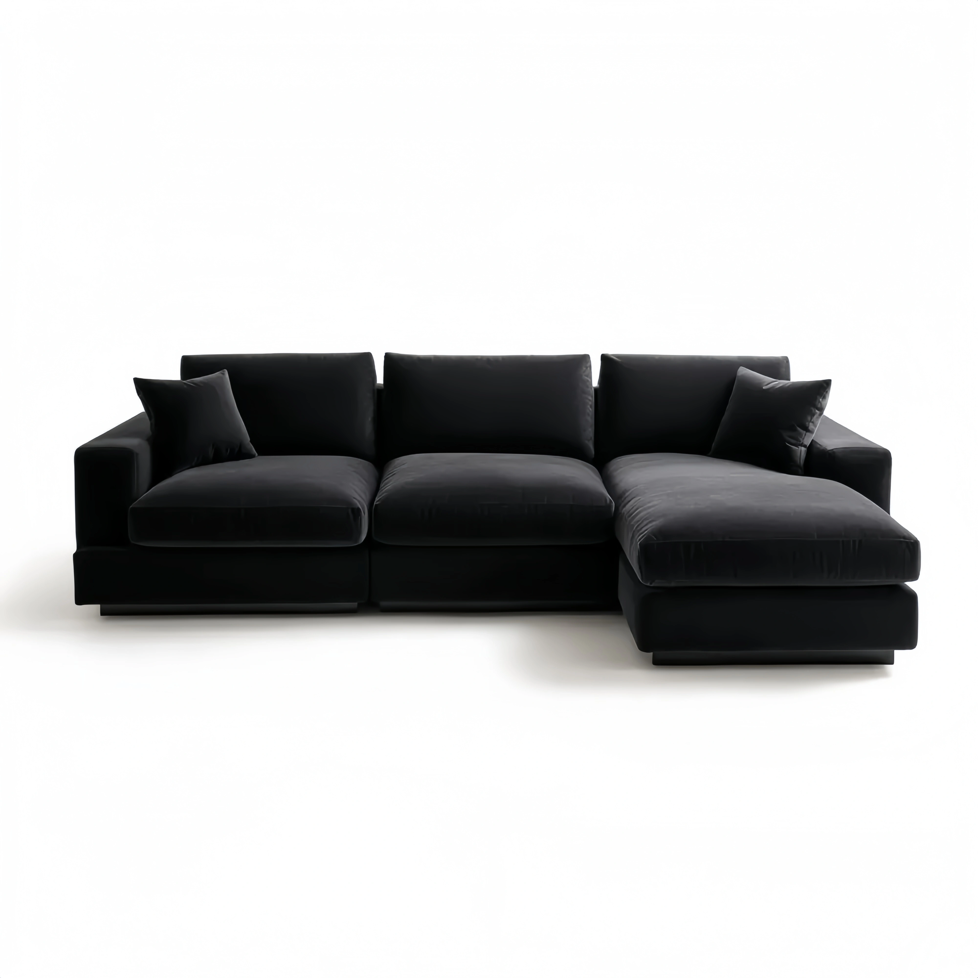 Ecksofa Velours 280x160x90 cm - Schwarz - Modernes Design