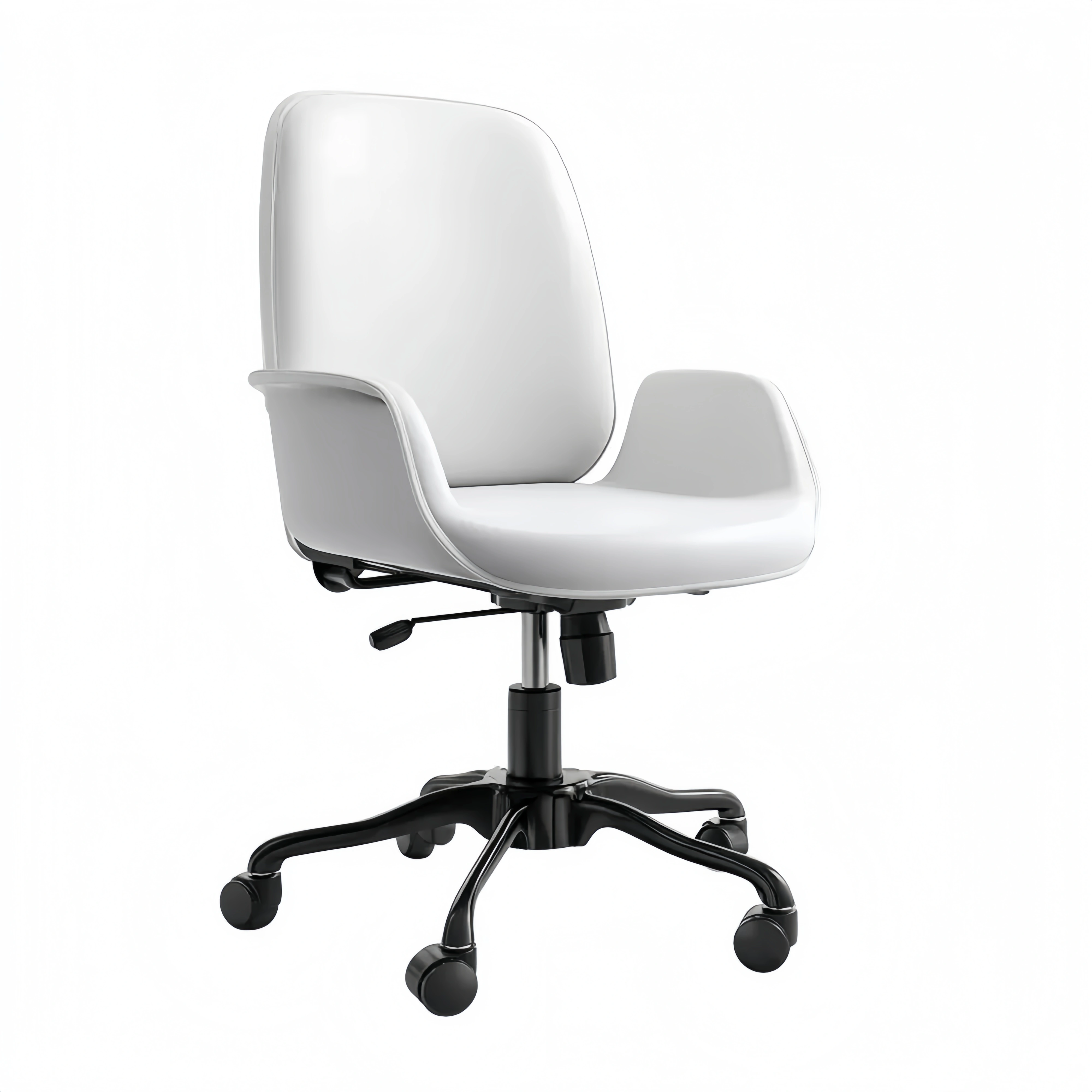 Bürostuhl Kunstleder Weiß – Ergonomisches Design mit Rollen 48x48x85-95 cm