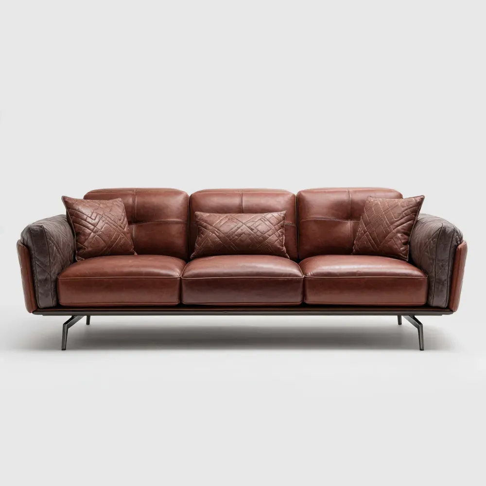 3-Sitzer-Sofa Leder 210x90x85 cm – Braun – Modernes Design
