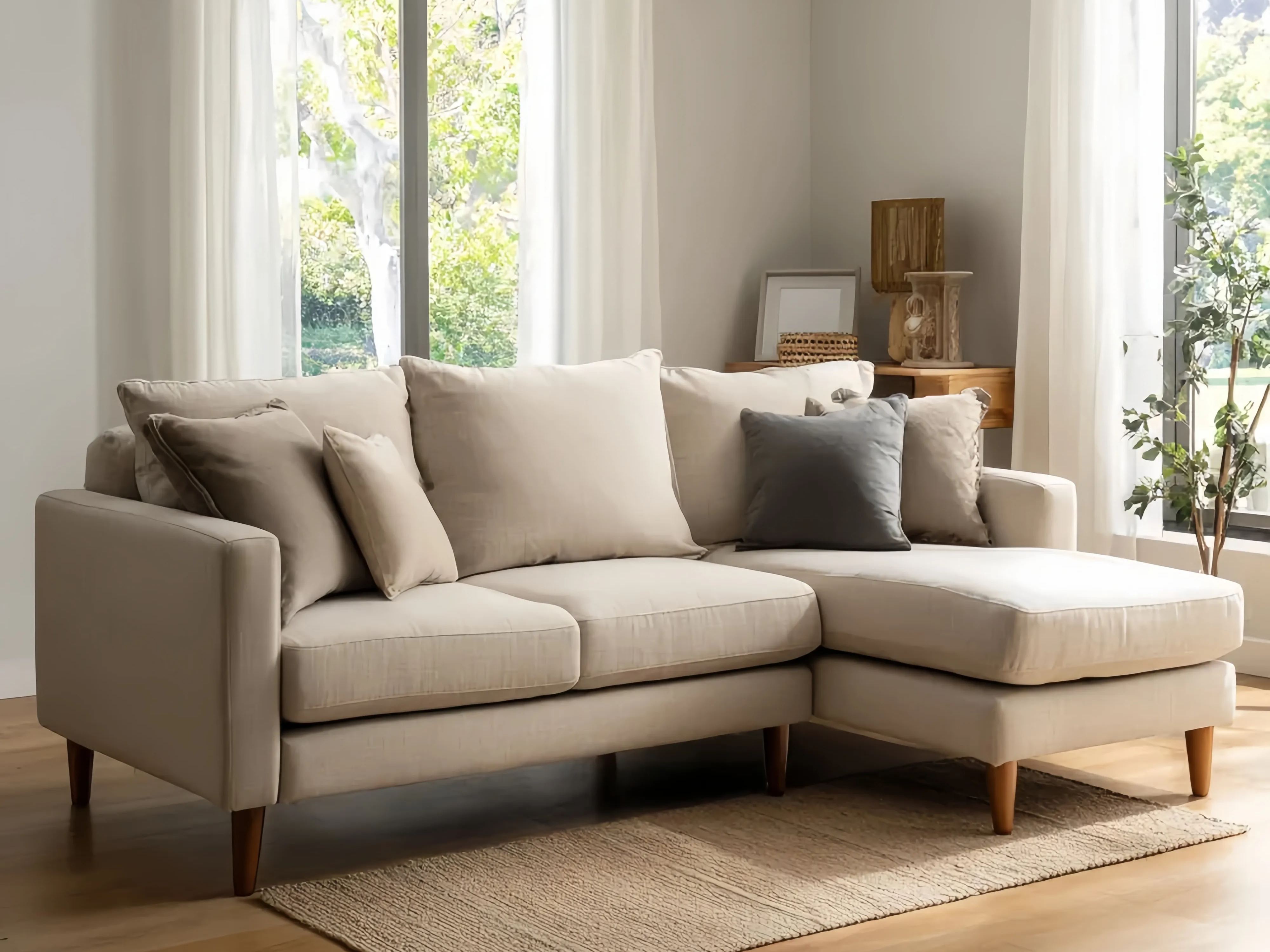 Ecksofa Stoff 225x140x85 cm – Beige – Modernes Design