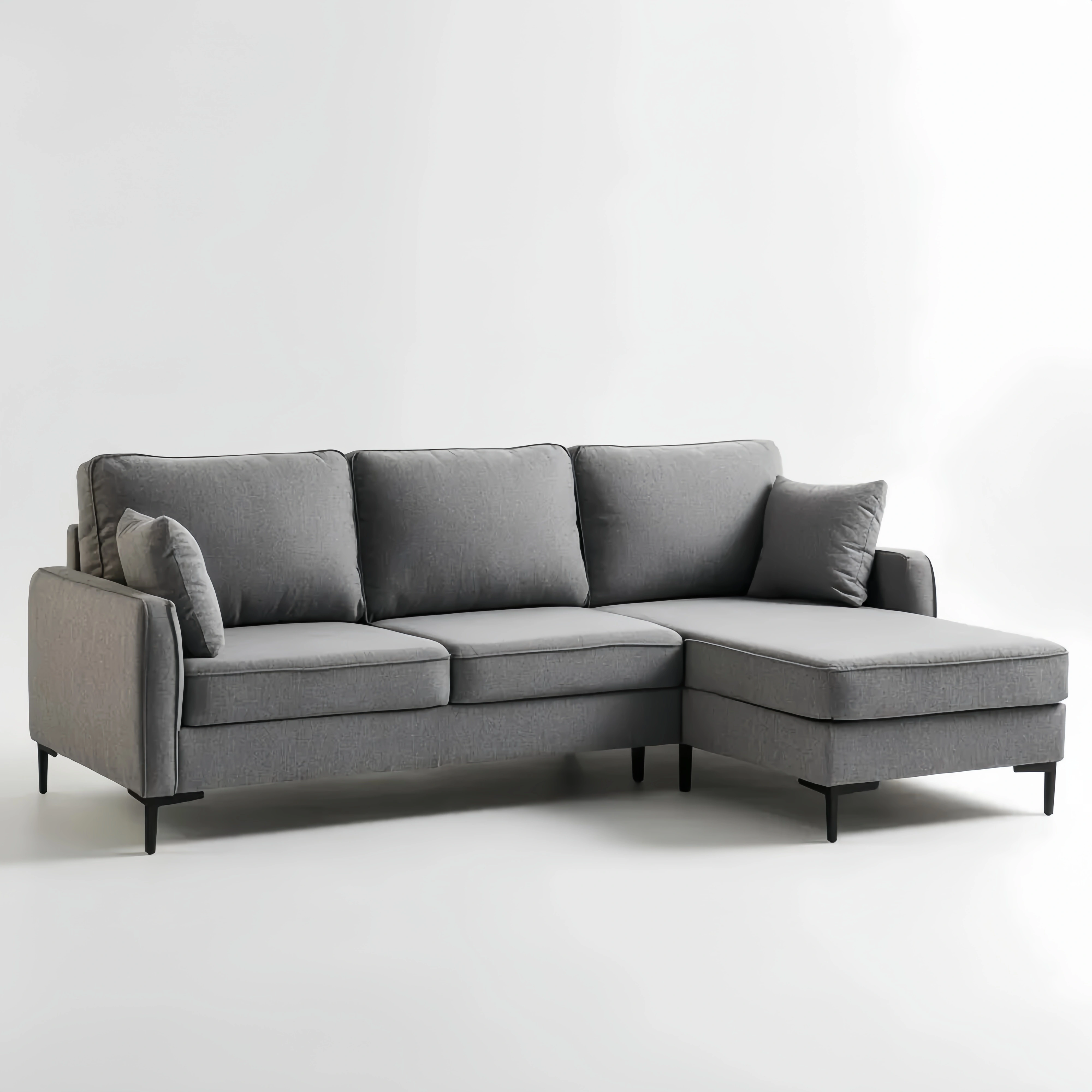 Ecksofa Stoff 250x150x85 cm - Hellgrau - Modernes Design