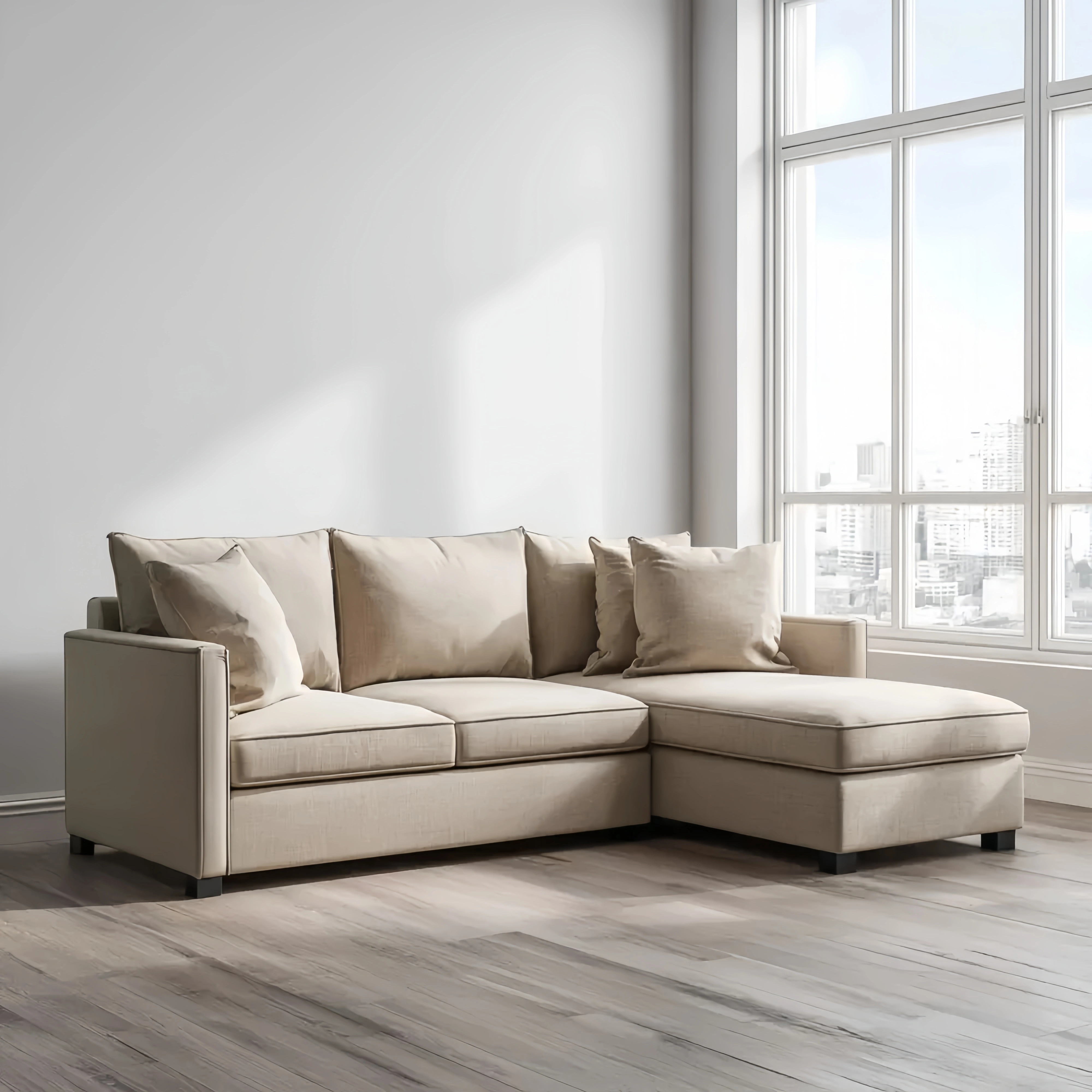 Ecksofa Stoff 250x150x85 cm – Beige – Modernes Design