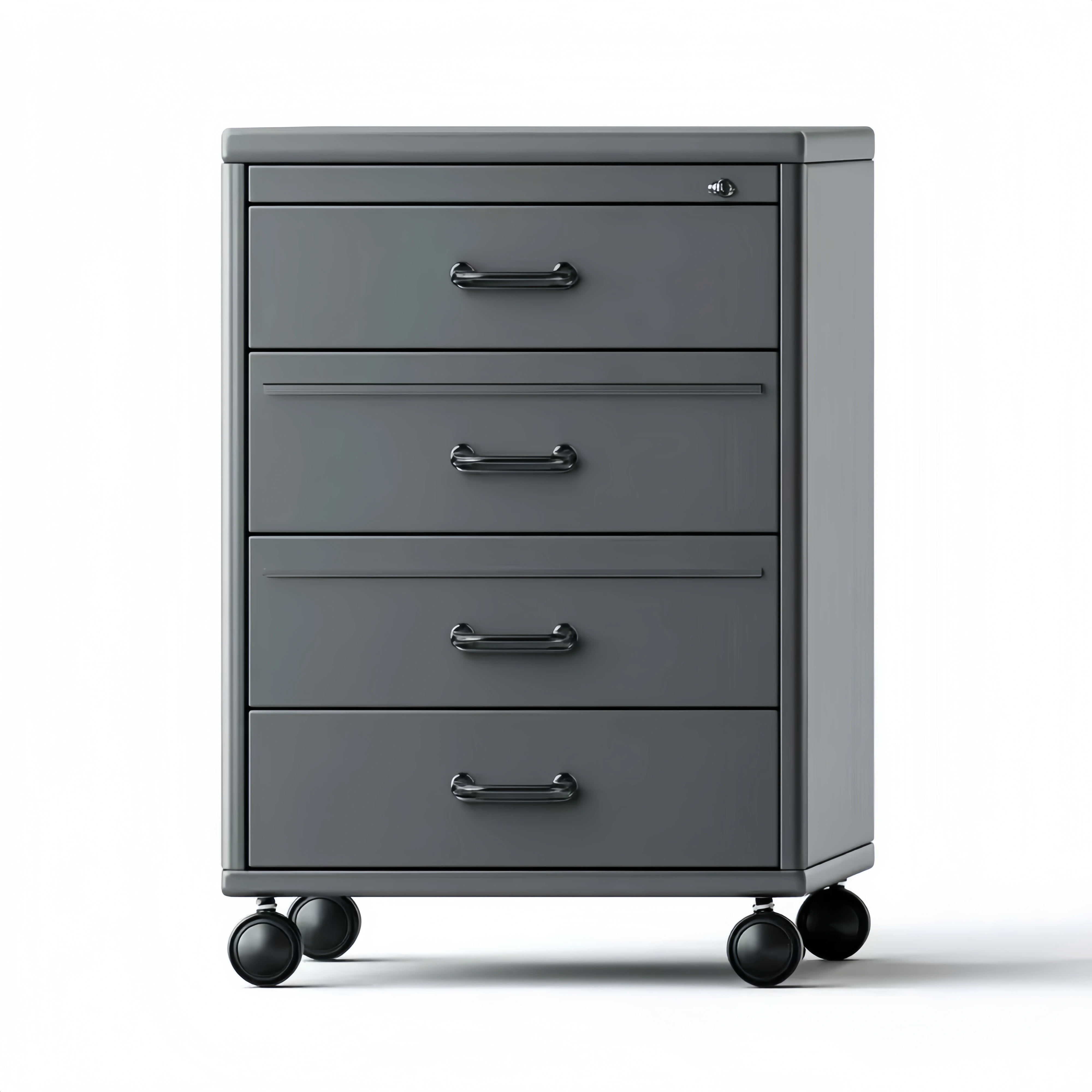 Aktenschrank Metall 4 Schubladen 60x40x90 cm – Dunkelgrau – Mit Rollen