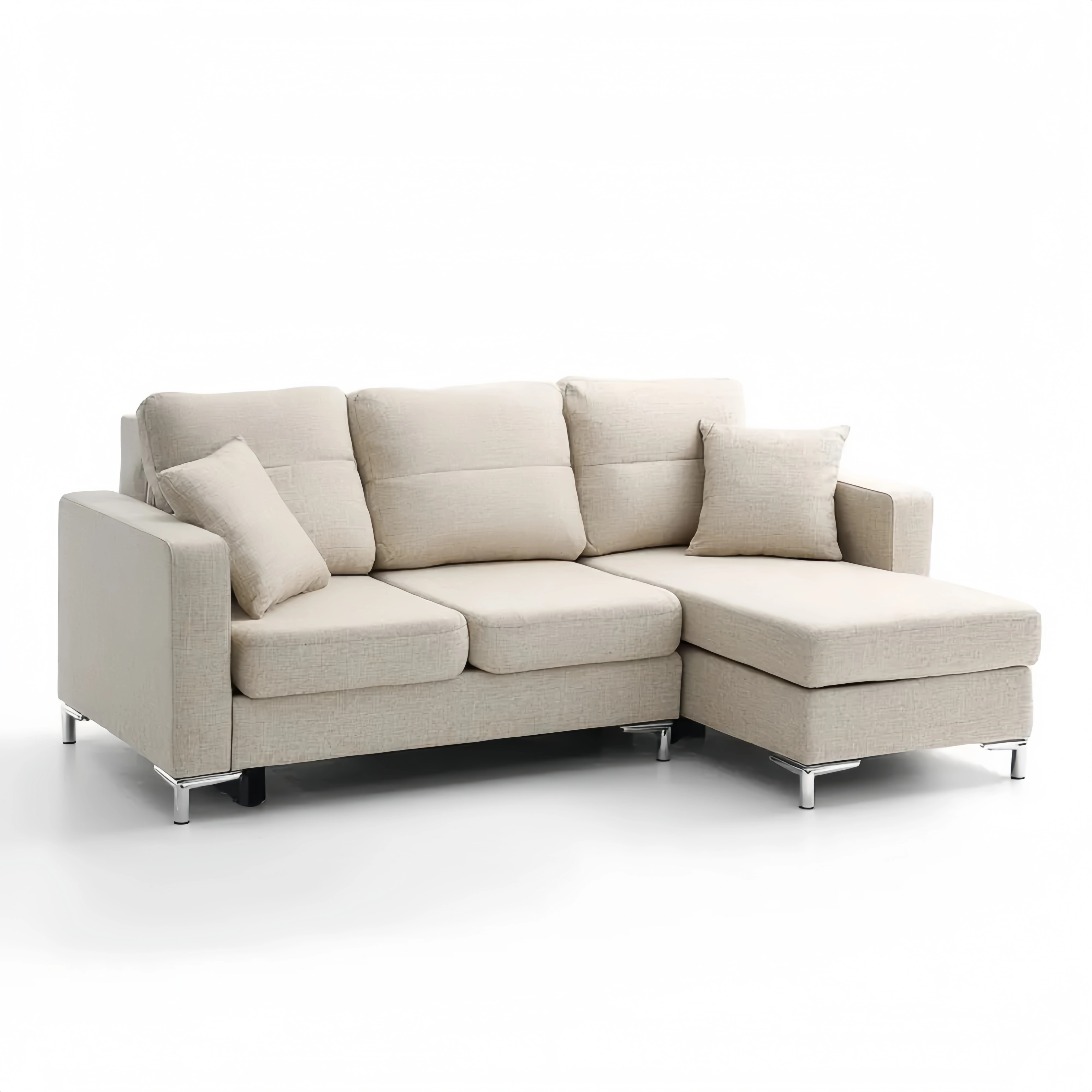 Ecksofa Leinenstoff 240x150x80 cm – Beige – Modernes Design