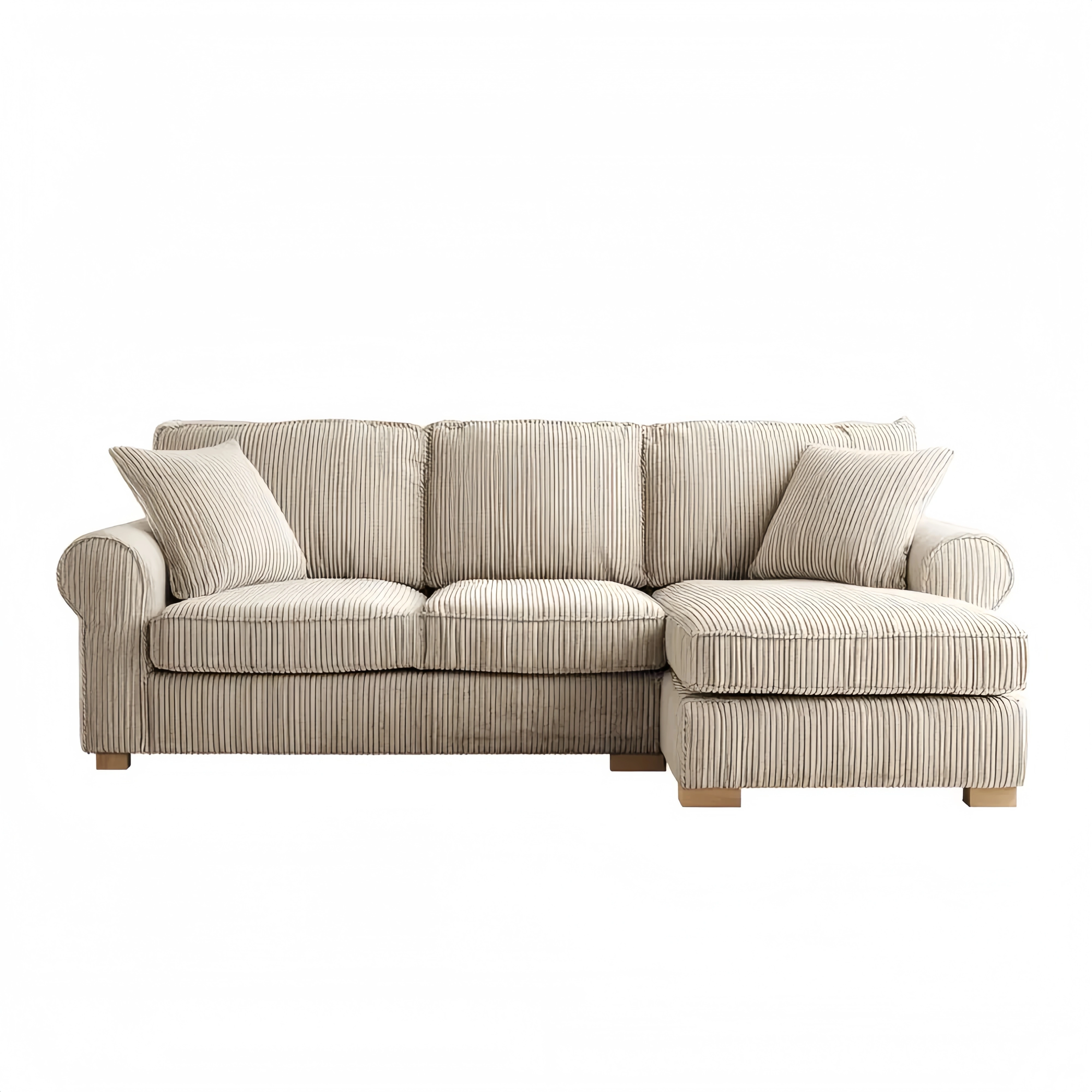 Ecksofa Cordstoff 250x90x160 cm – Beige – Klassisches Design