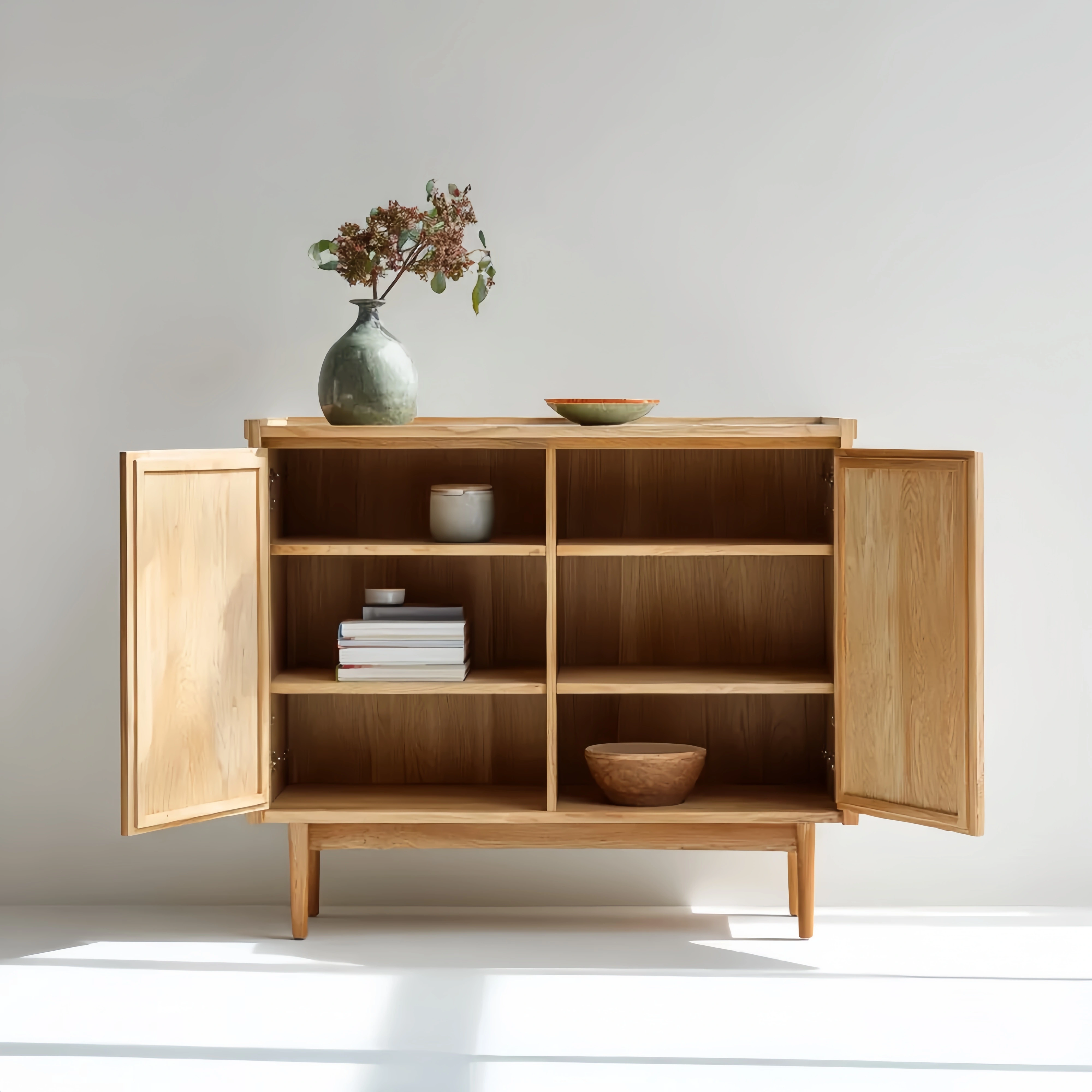 Massivholz Aufbewahrungsschrank 120x90x40 cm – Natur – Skandinavisches Design