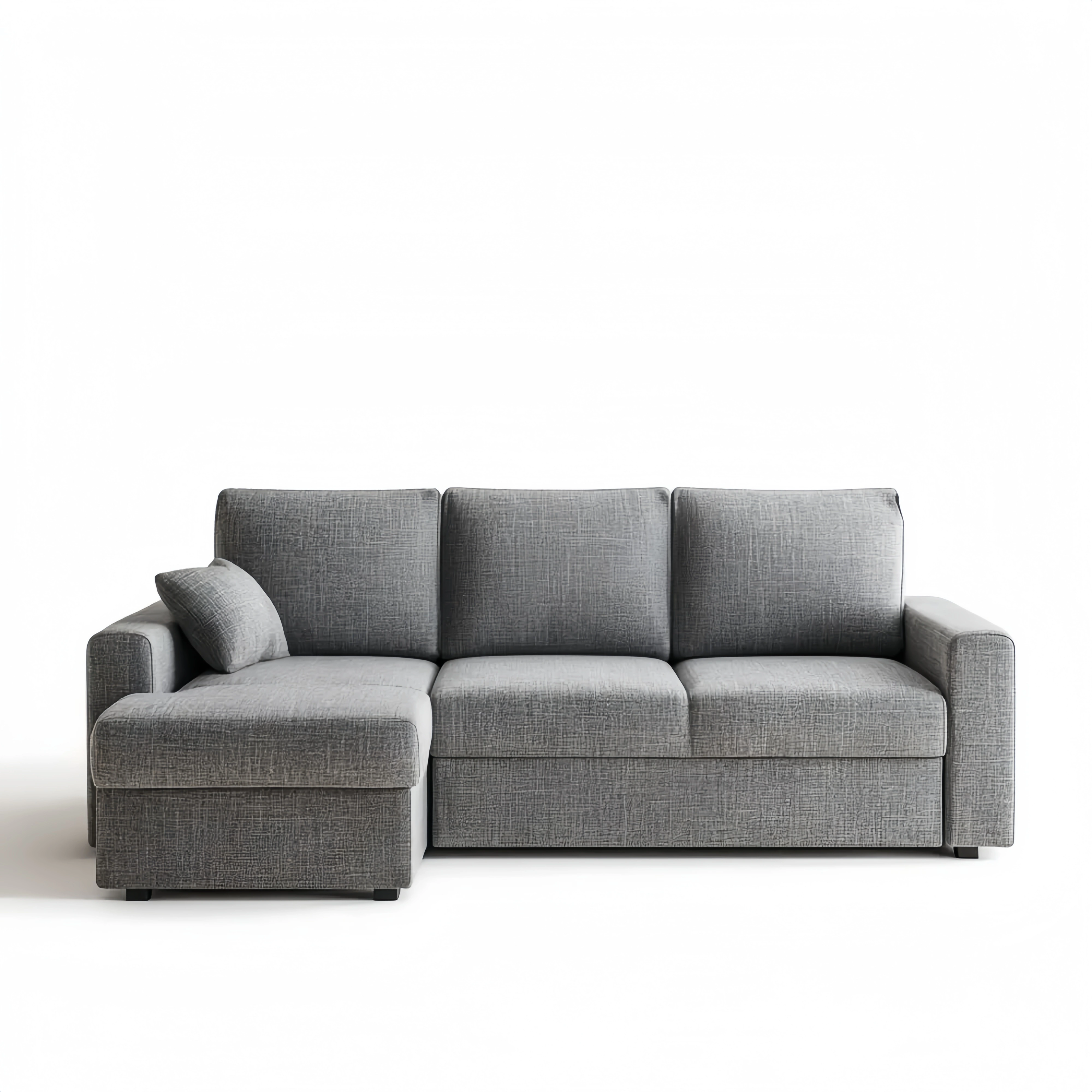 Ecksofa Stoff 250x150x90 cm – Hellgrau – Modernes Design