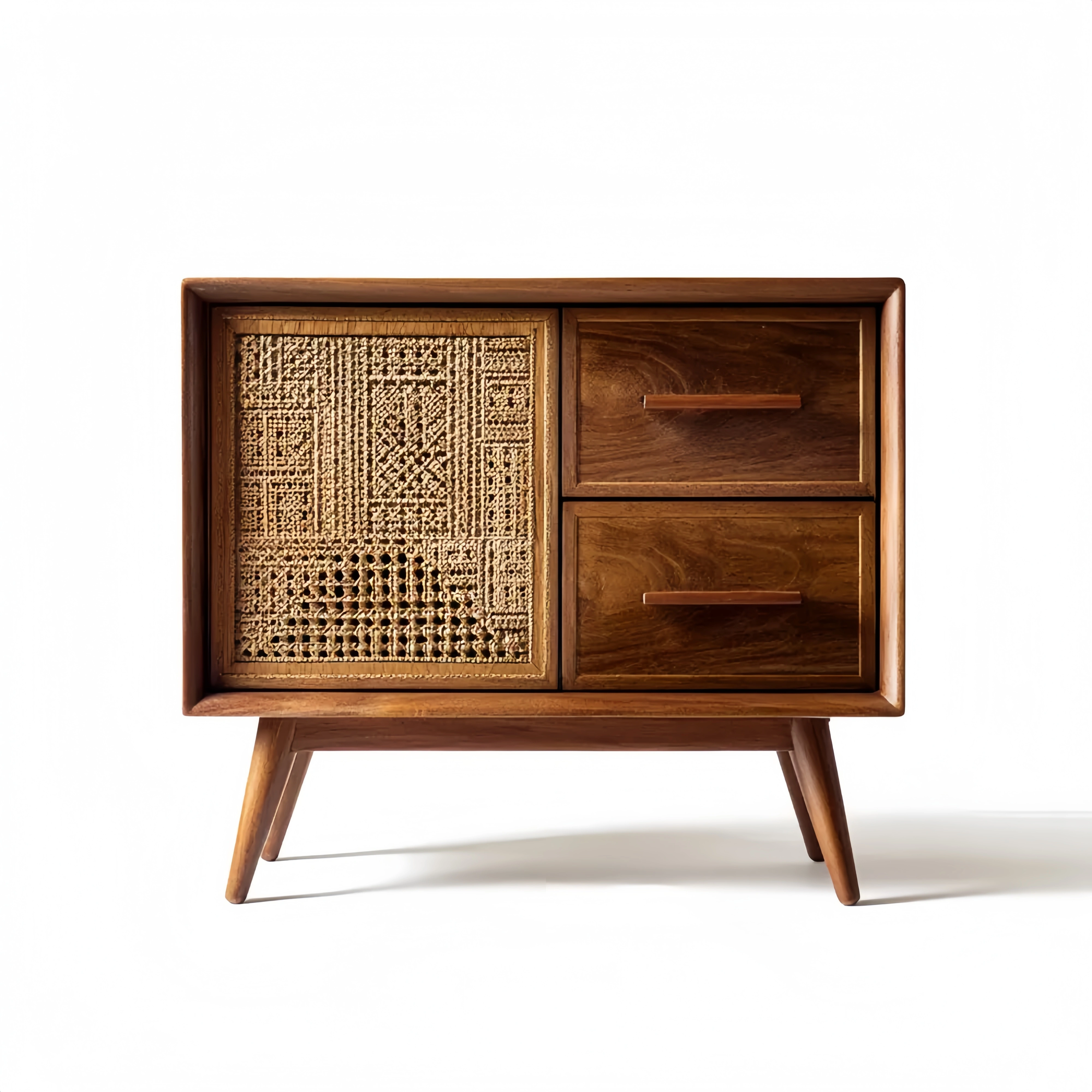 Aufbewahrungsschrank Massivholz 60x45x70 cm – Mittelbraun – Retro Design