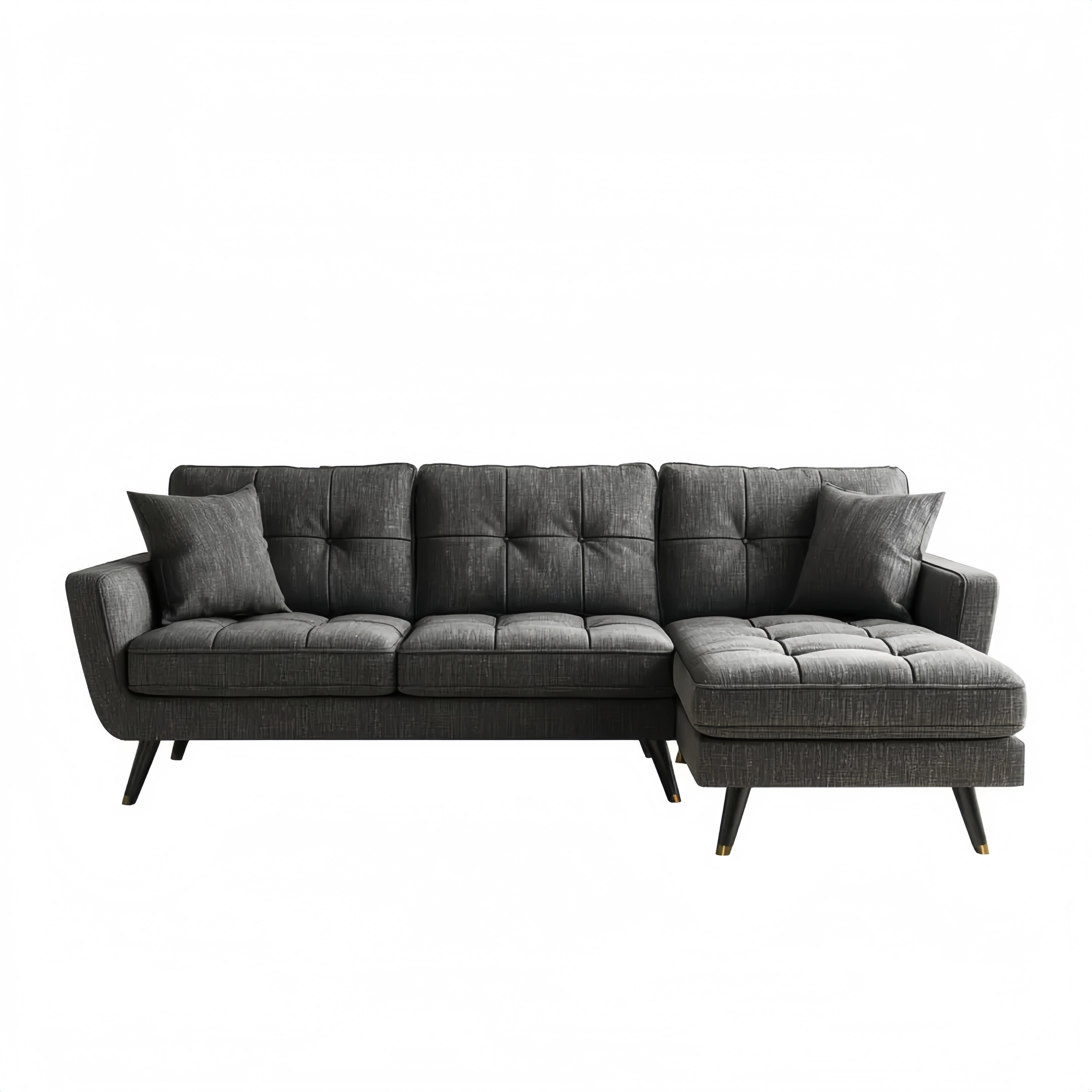 Ecksofa Stoff 250x85x160 cm - Dunkelgrau - Modernes Design