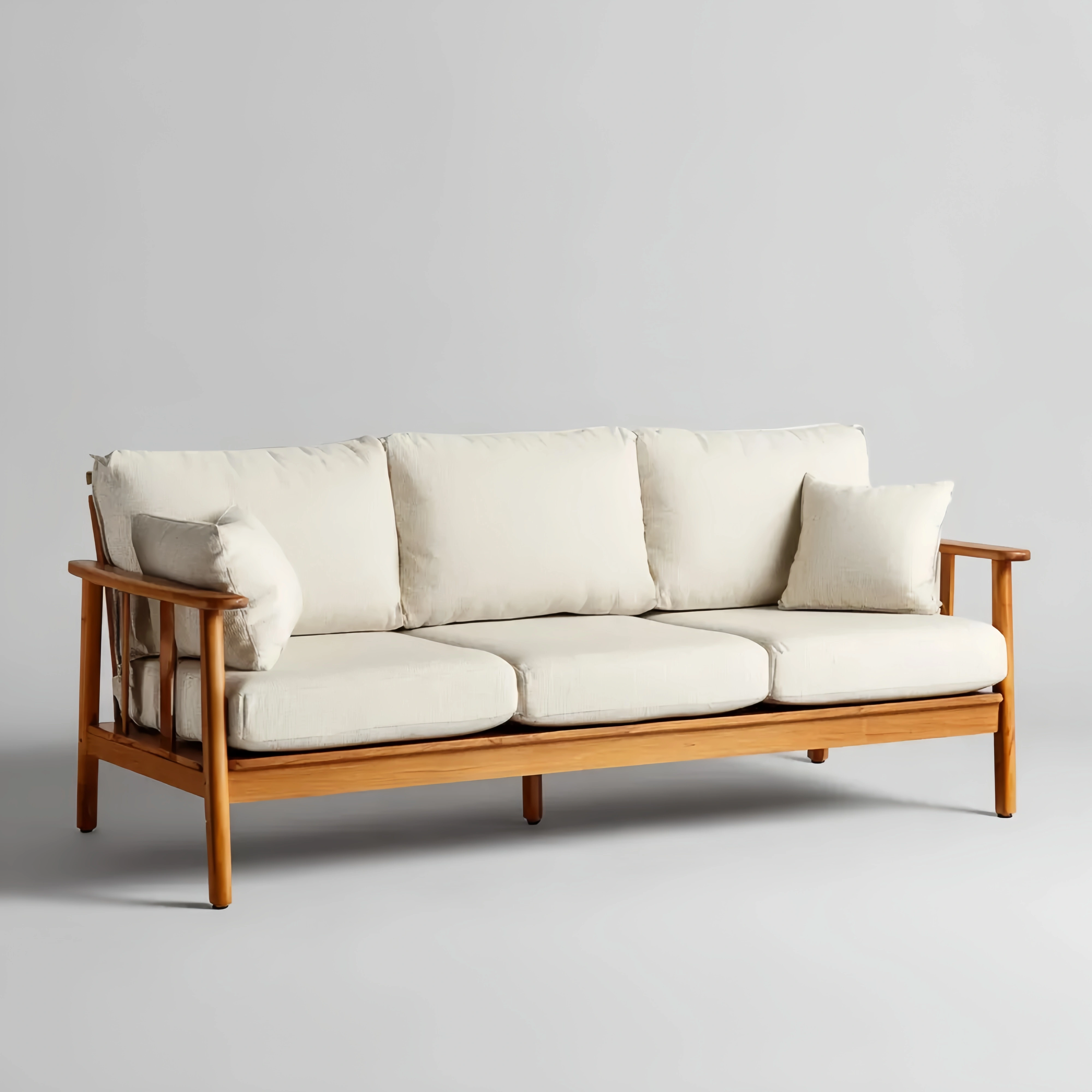 3-Sitzer-Sofa Holzrahmen 180x75x80 cm - Creme - Skandinavisches Design