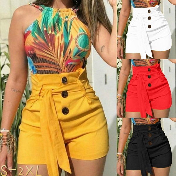 Women's High Waist Belted Wide Leg Shorts