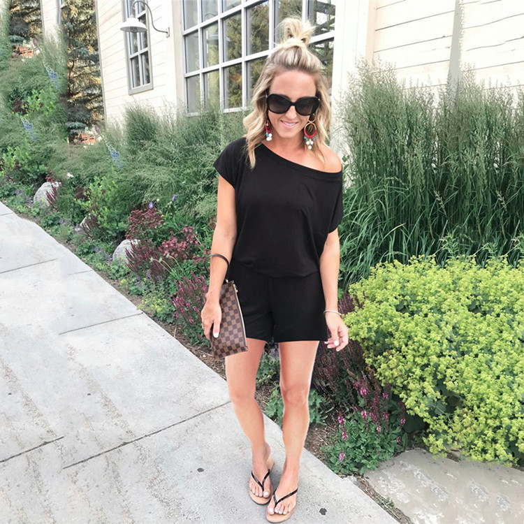 4-Color Short-Sleeve Pocket Women's Jumpsuit & Pants