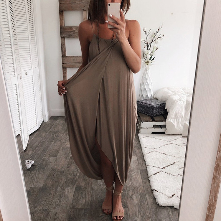 Solid Knit Loose Asymmetrical Dress