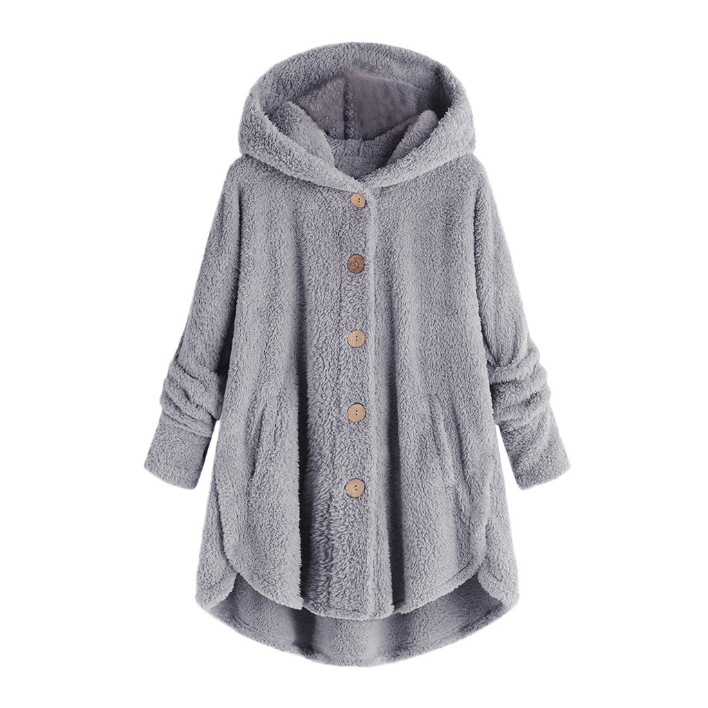 Women's Asymmetrical Fleece Hooded Cardigan with Pockets