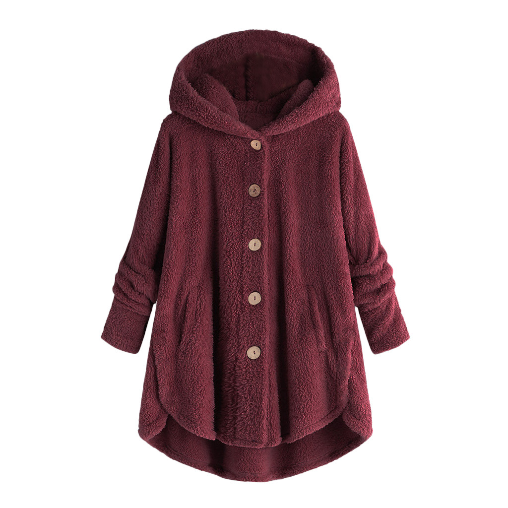 Women's Asymmetrical Fleece Hooded Cardigan with Pockets