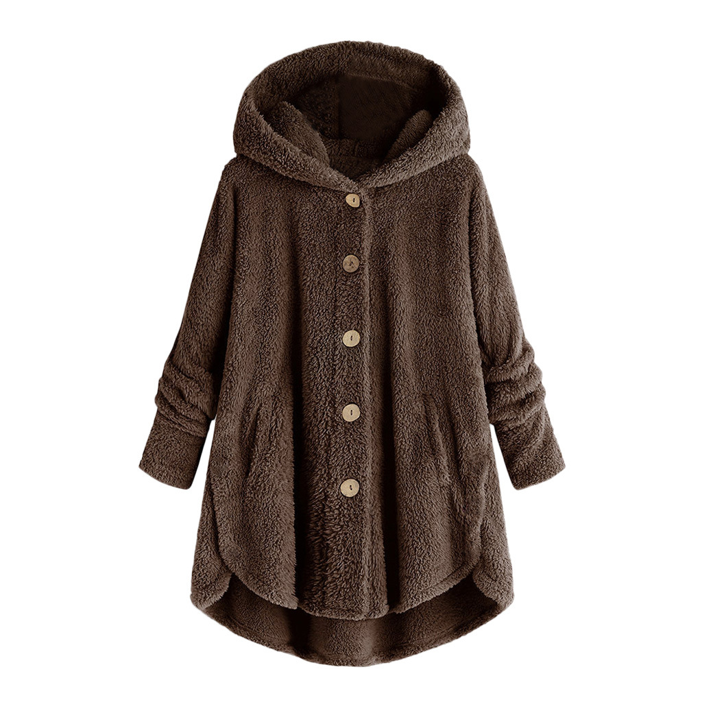 Women's Asymmetrical Fleece Hooded Cardigan with Pockets