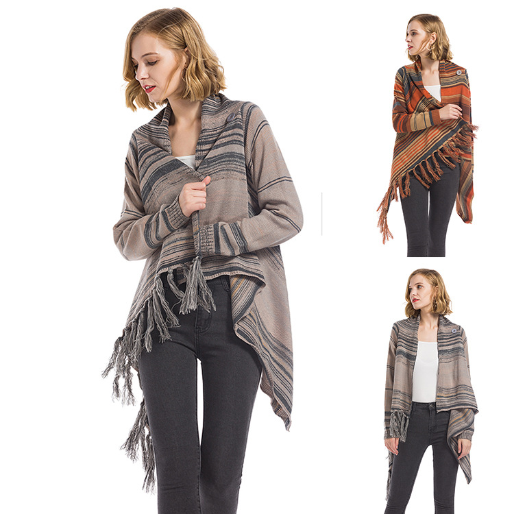 Women's Loose Knit Sweater with Scarf Neck