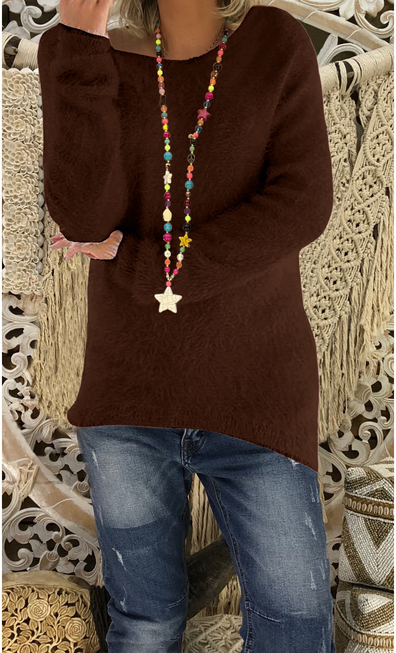Women's Solid Color Long Sleeve Loose Knit Sweater