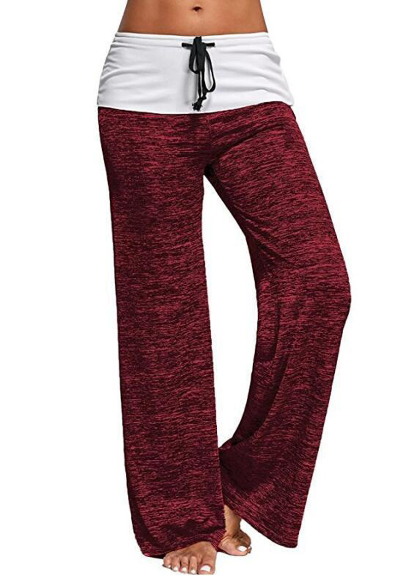 Color-Block Quick-Dry Wide-Leg Yoga Pants for Women