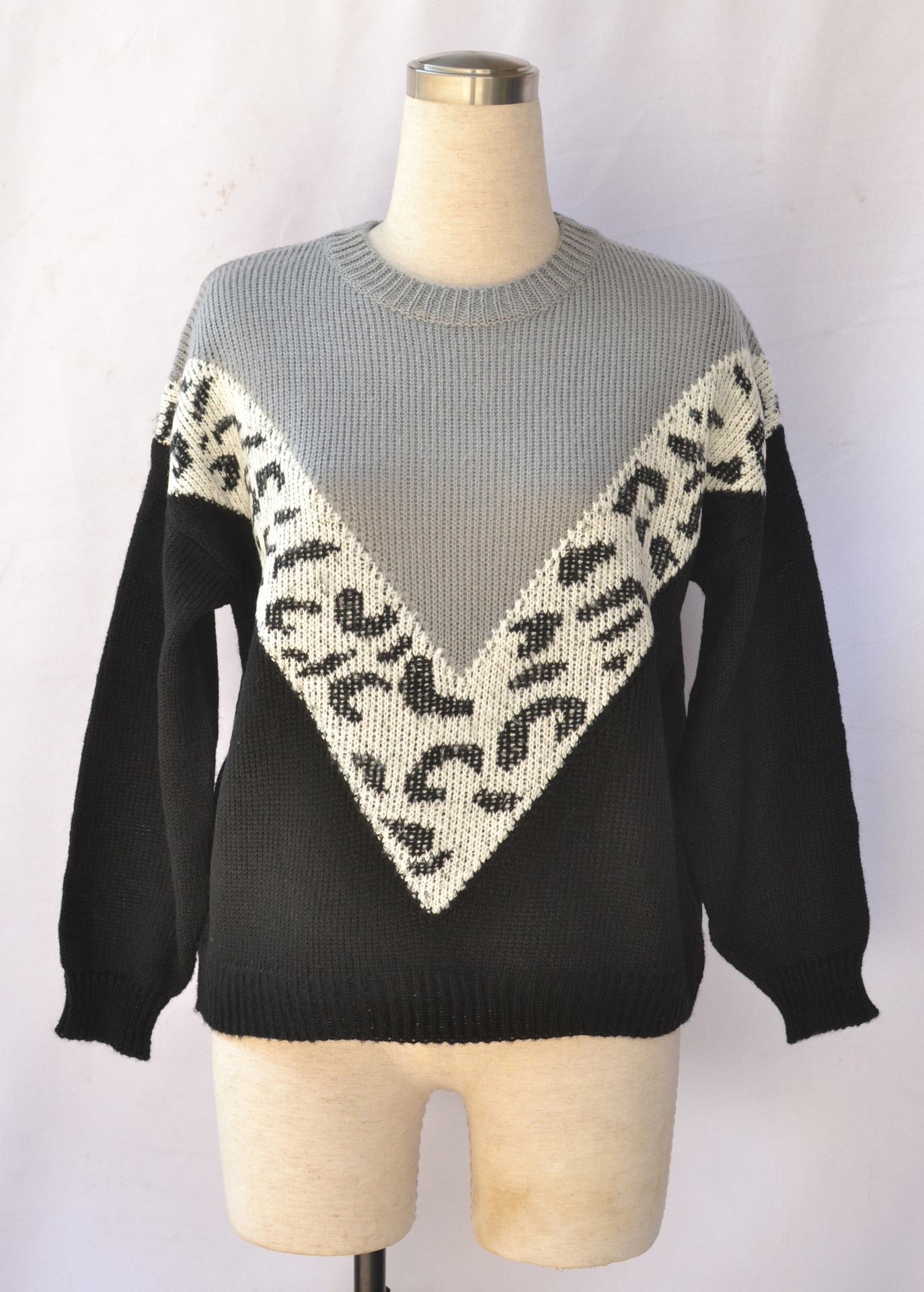 Women's Chunky Knit Pullover Sweater Long Sleeve Crew Neck Loose Fit Black