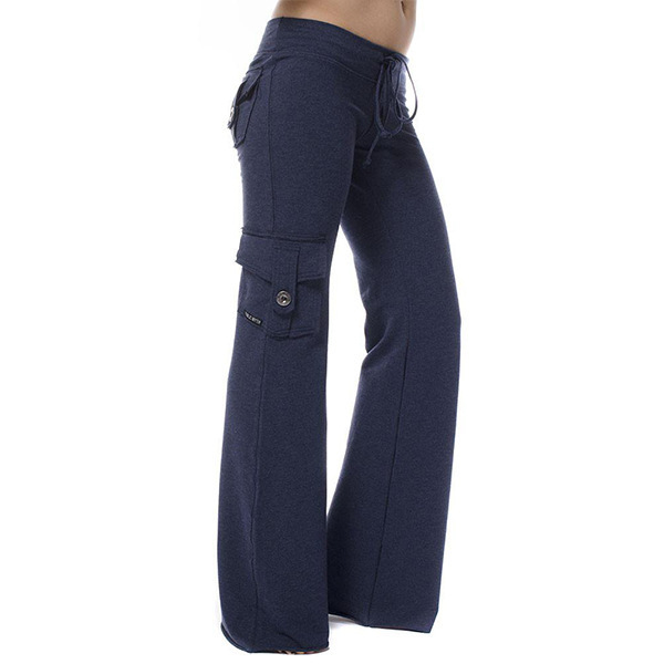 Women's Stretch Waist Button Pocket Yoga Pants Slimming Flare