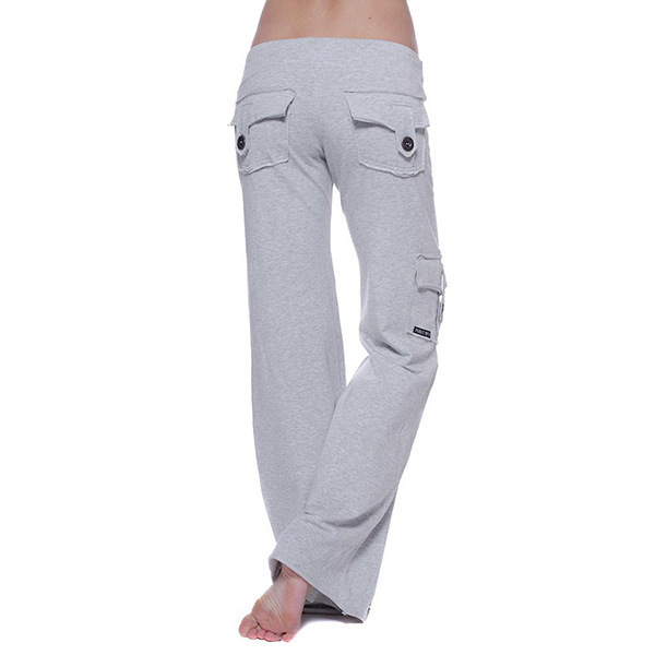 Women's Stretch Waist Button Pocket Yoga Pants Slimming Flare