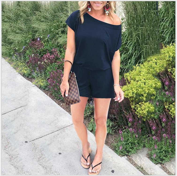 4-Color Short-Sleeve Pocket Women's Jumpsuit & Pants