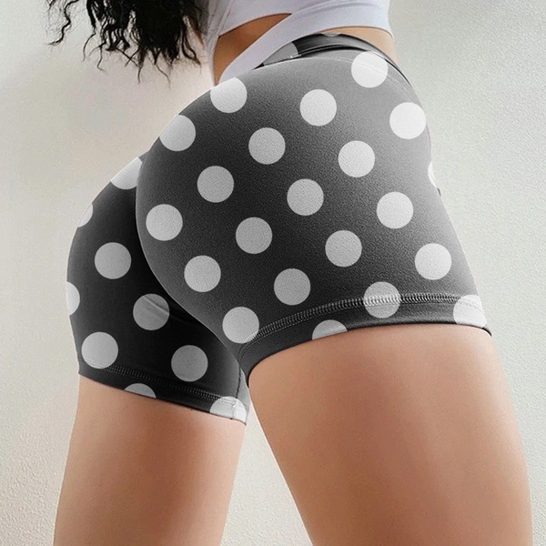 Candy Color Polka Dot Yoga Shorts Stretchy Slim Fit Workout Bottoms