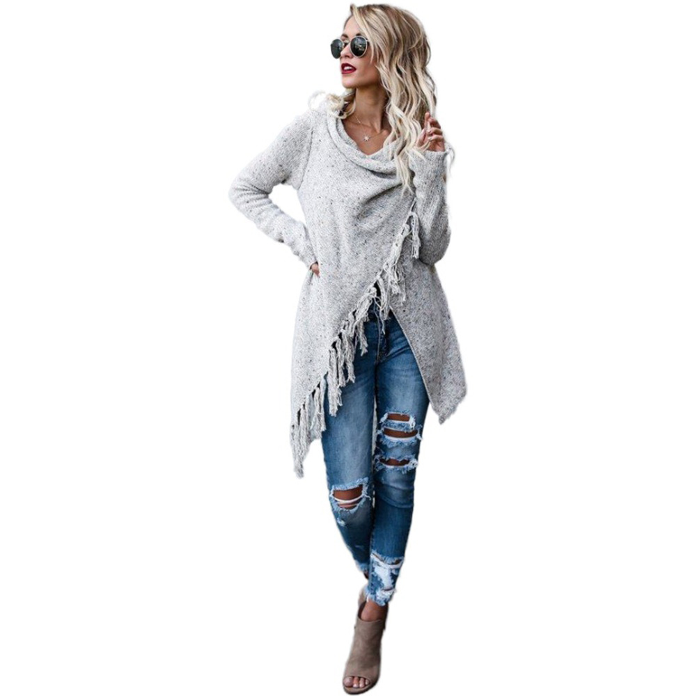 Fringed Knit Cardigan Sweater Plus Size Open Front